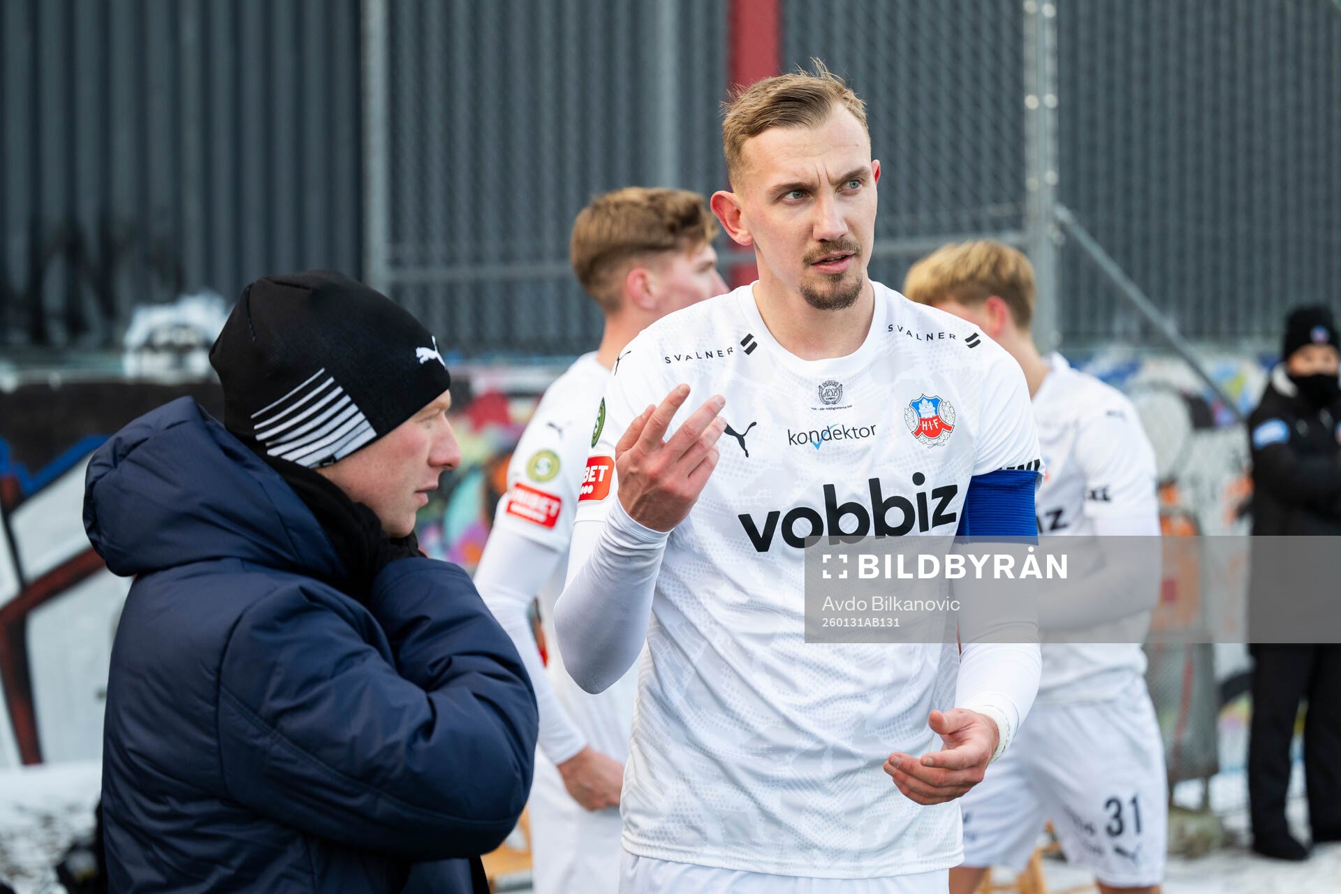 Helsingborgs manager Stevie Grieve och Jakob Voelkerling