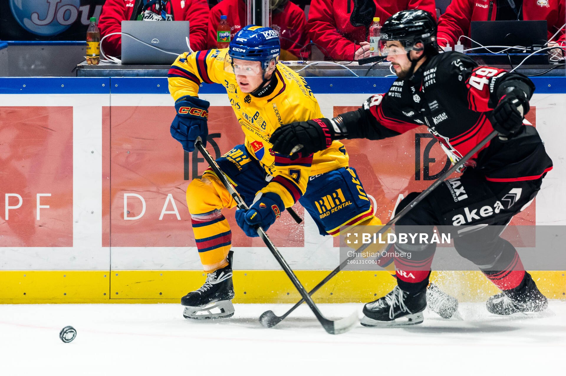 Djurgårdens Joseph Snively och Malmö Redhawks Lauri