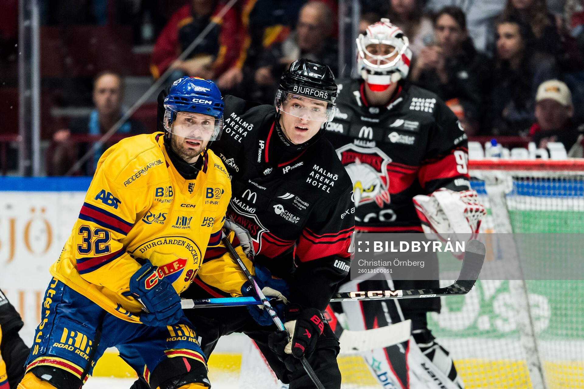 Djurgårdens Marcus Krüger och Malmö Redhawks Martin