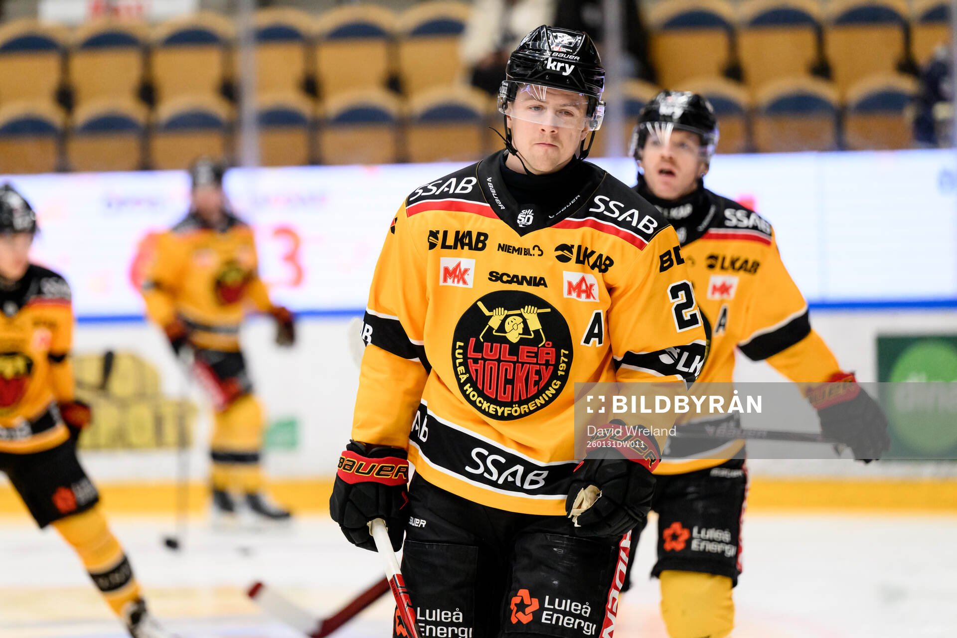 Luleås Jesper Sellgren  ishockeymatchen i SHL mellan HV71