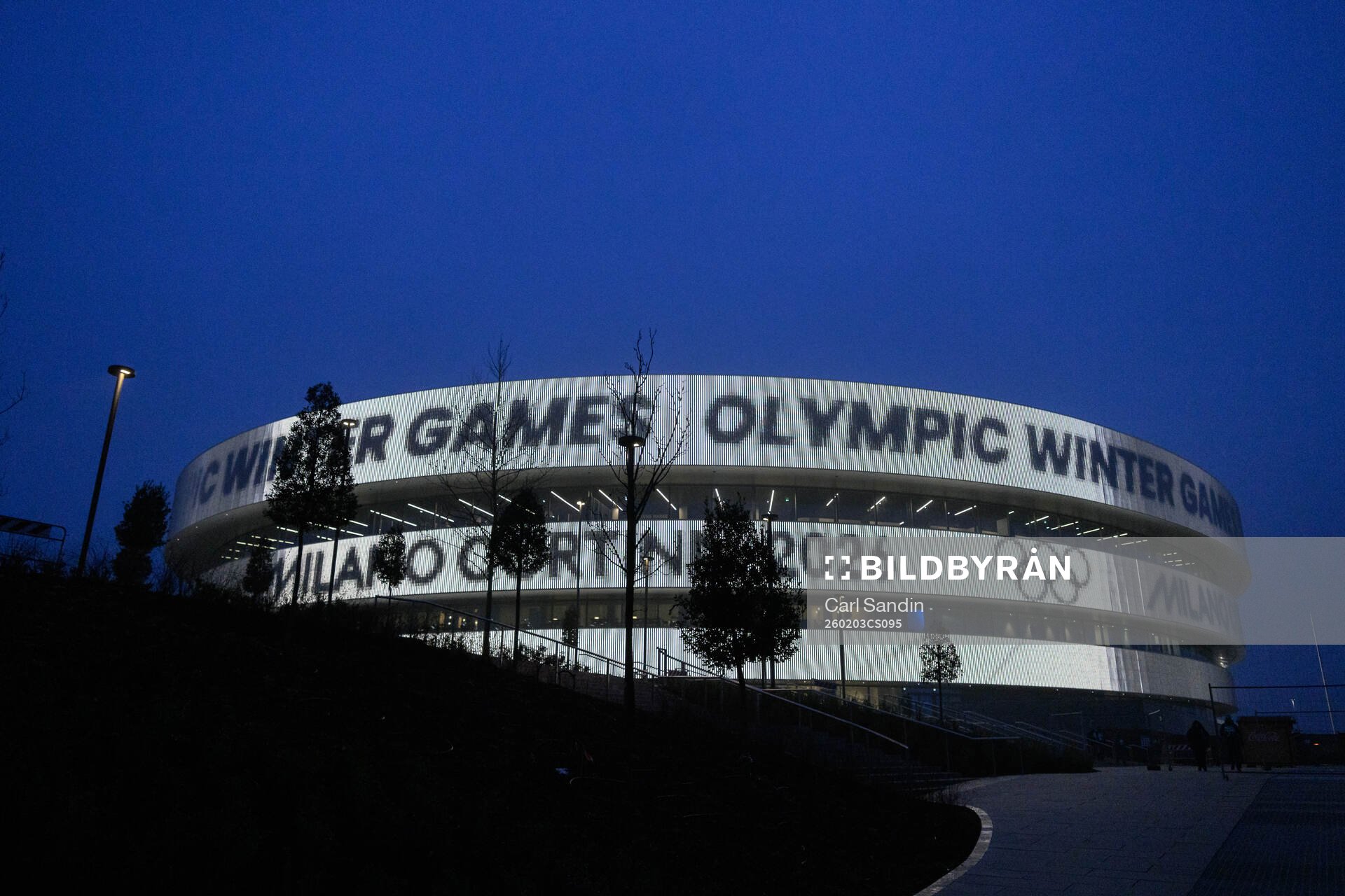 Exterior of the Milano Santagiulia Ice Hockey Arena
