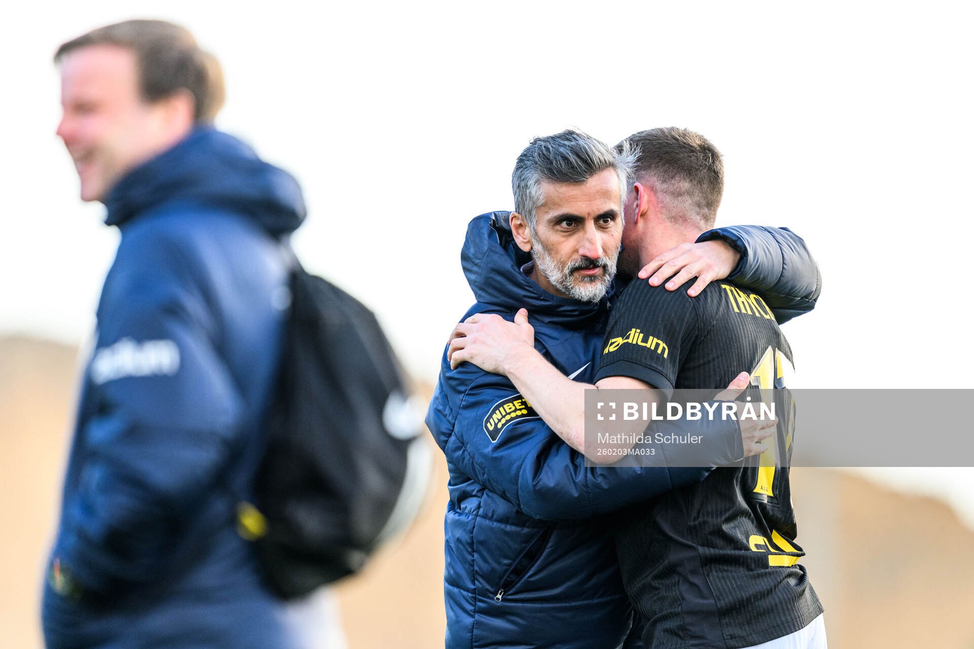 Coach José Riveiro and Mads Døhr Thychosen of AIK