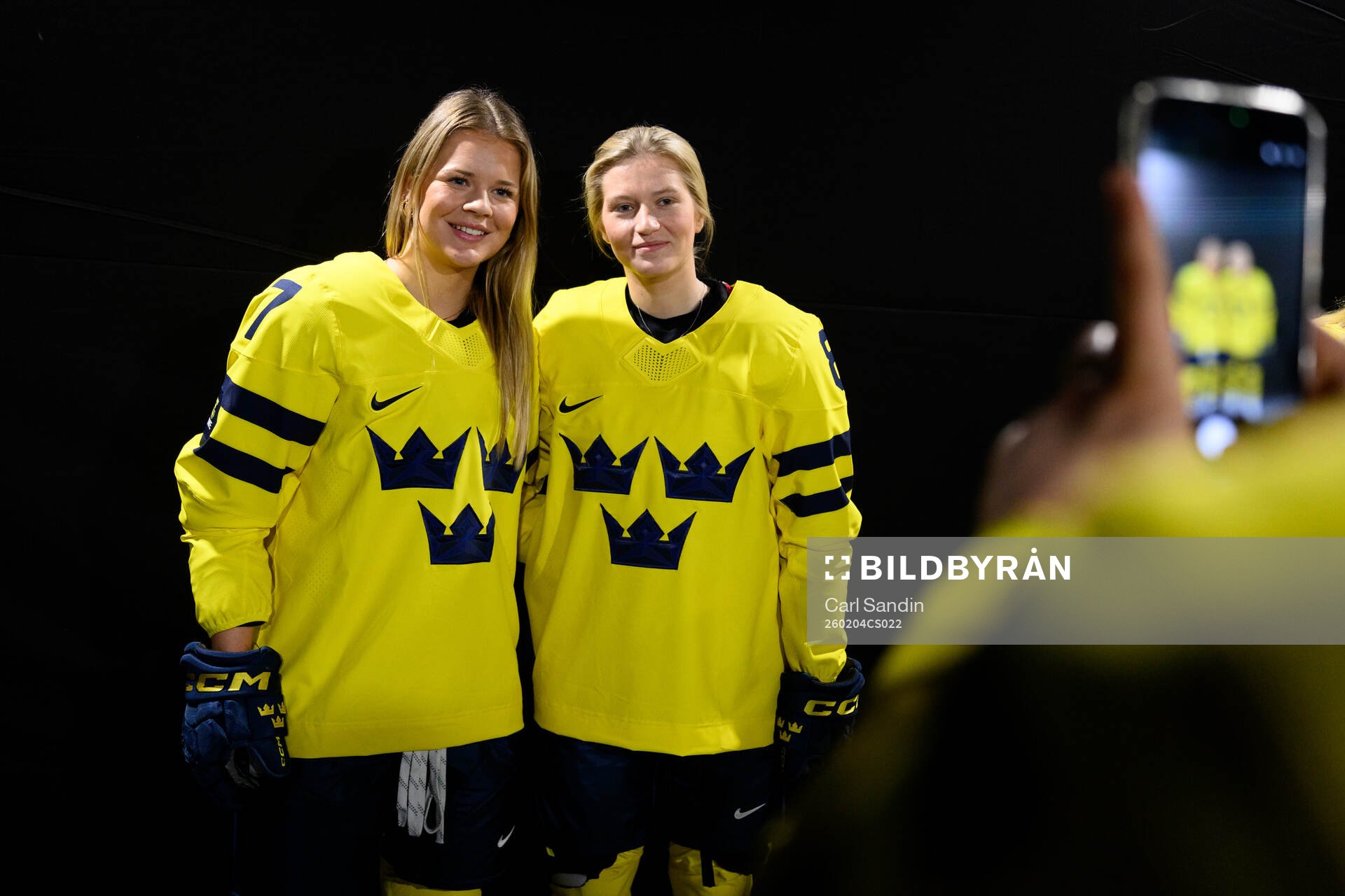 Mira Jungåker and Hilda Svensson of Sweden pose for a photo