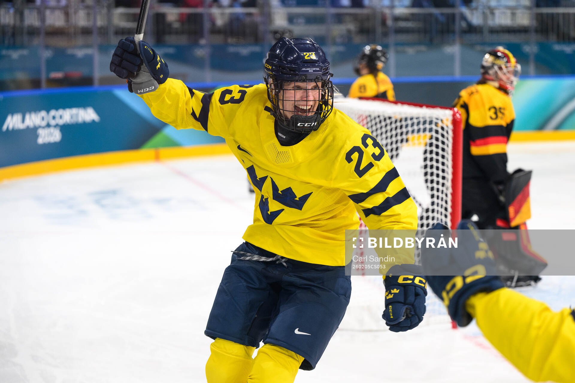 Thea Johansson of Sweden celebrates the 4-1 goal in the