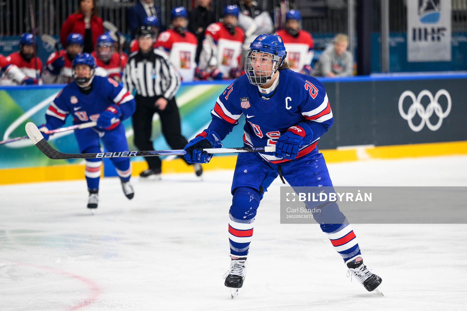 Hilary Knight of USA in the women's ice hockey game between