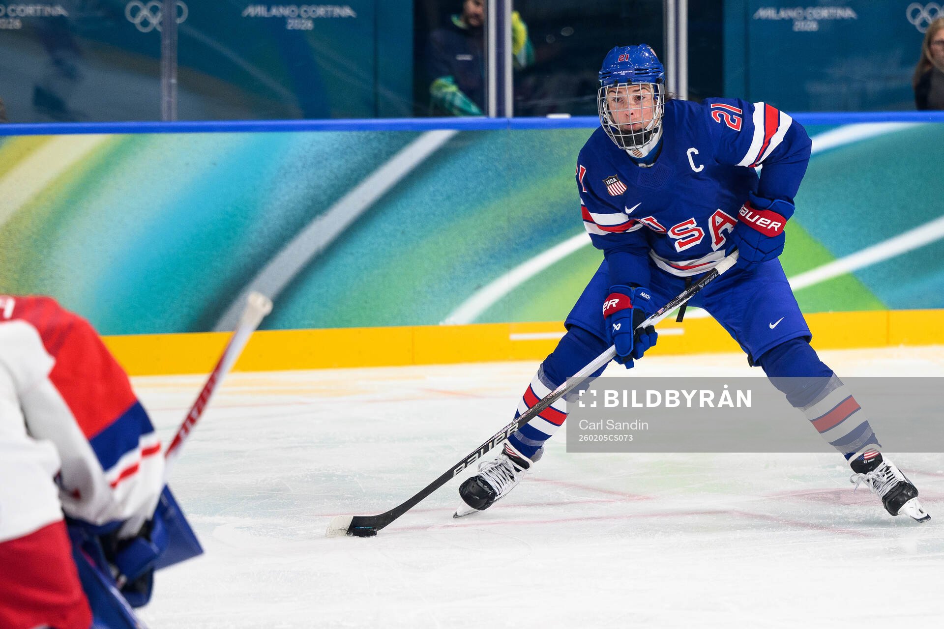 Hilary Knight of USA in the women's ice hockey game between