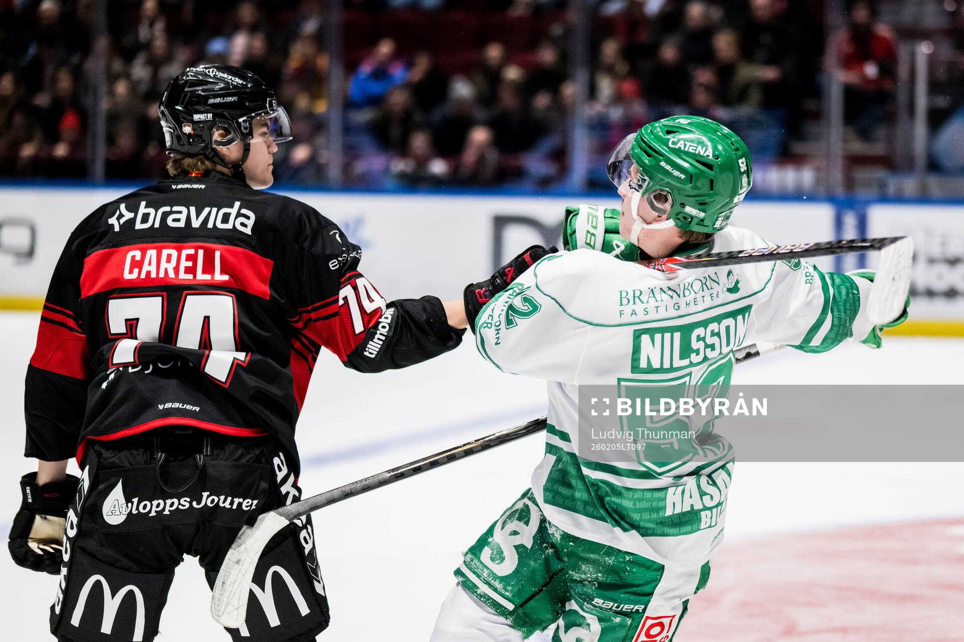 Rögles Felix Nilsson och Malmö Redhawks Felix Carell