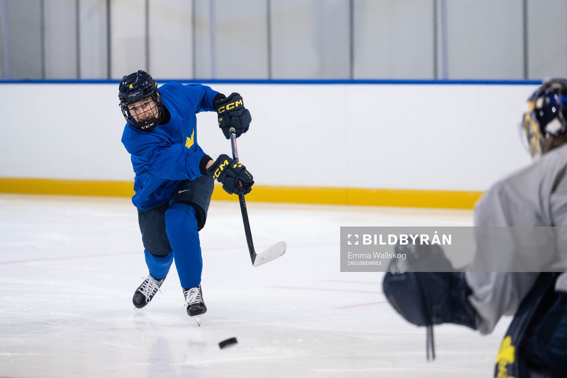 Linnea Andersson of Sweden at a ice hockey practice session