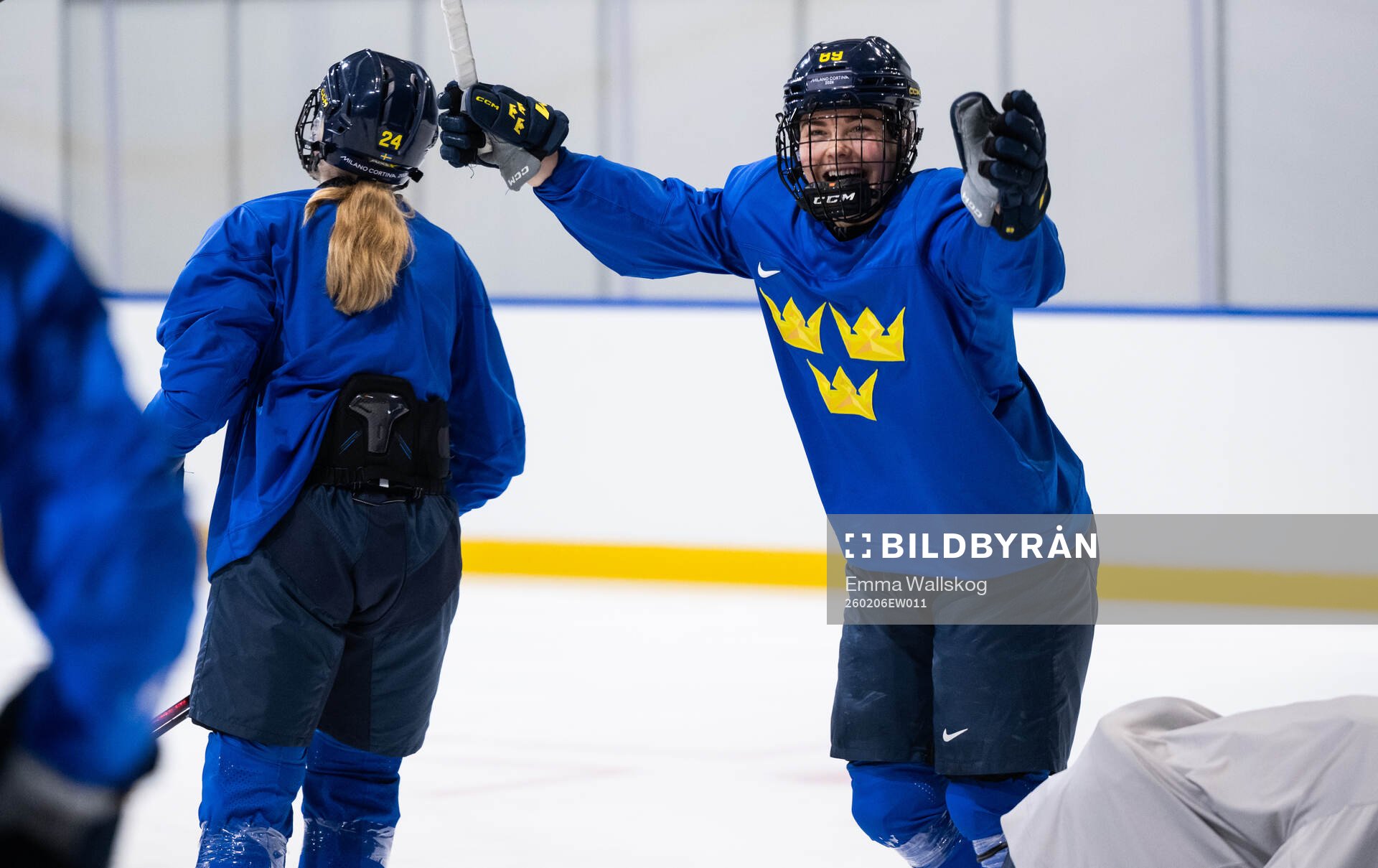 Nicole Hall of Sweden at a ice hockey practice session