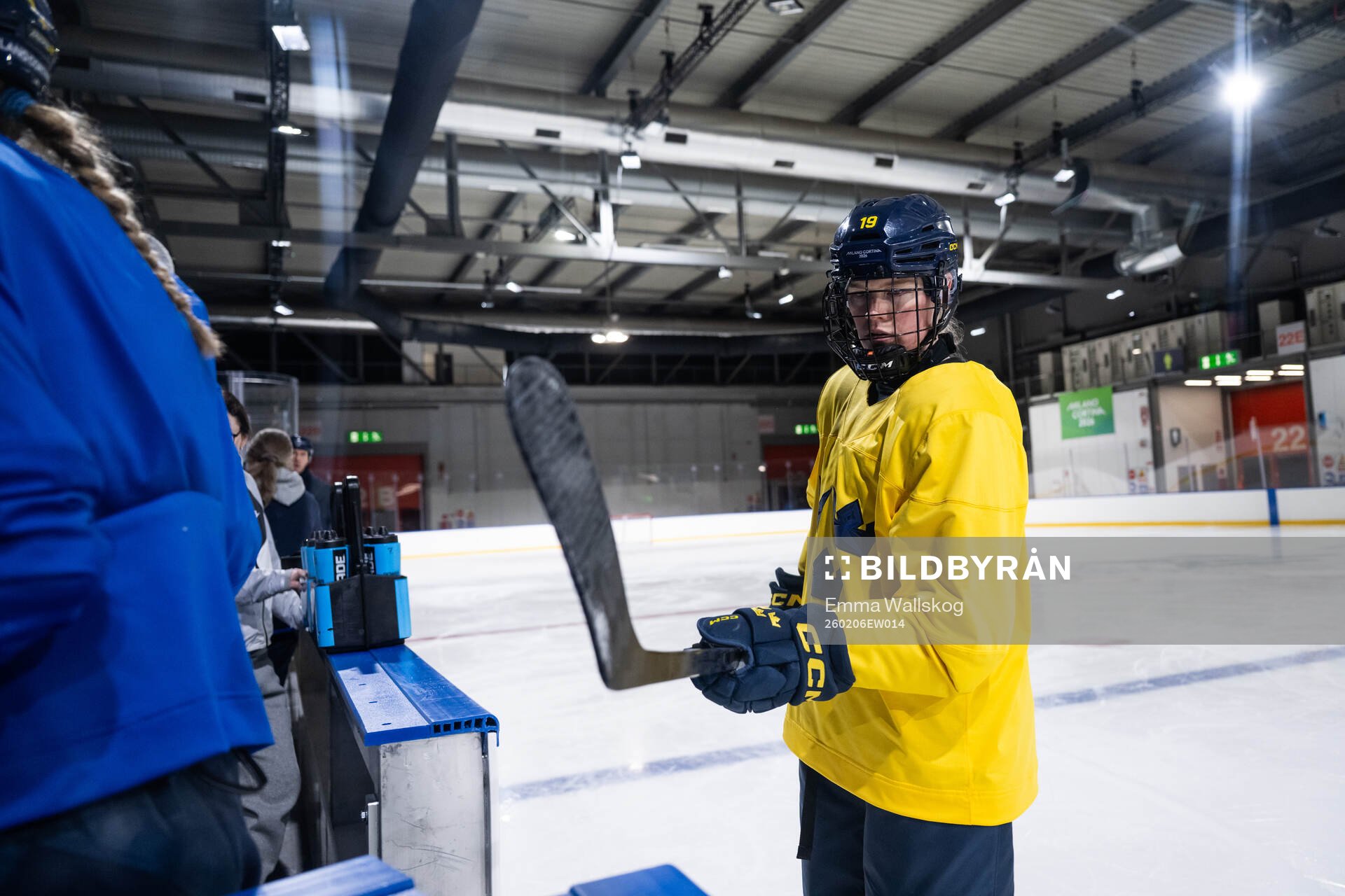 Sara Hjalmarsson of Sweden at a ice hockey practice session