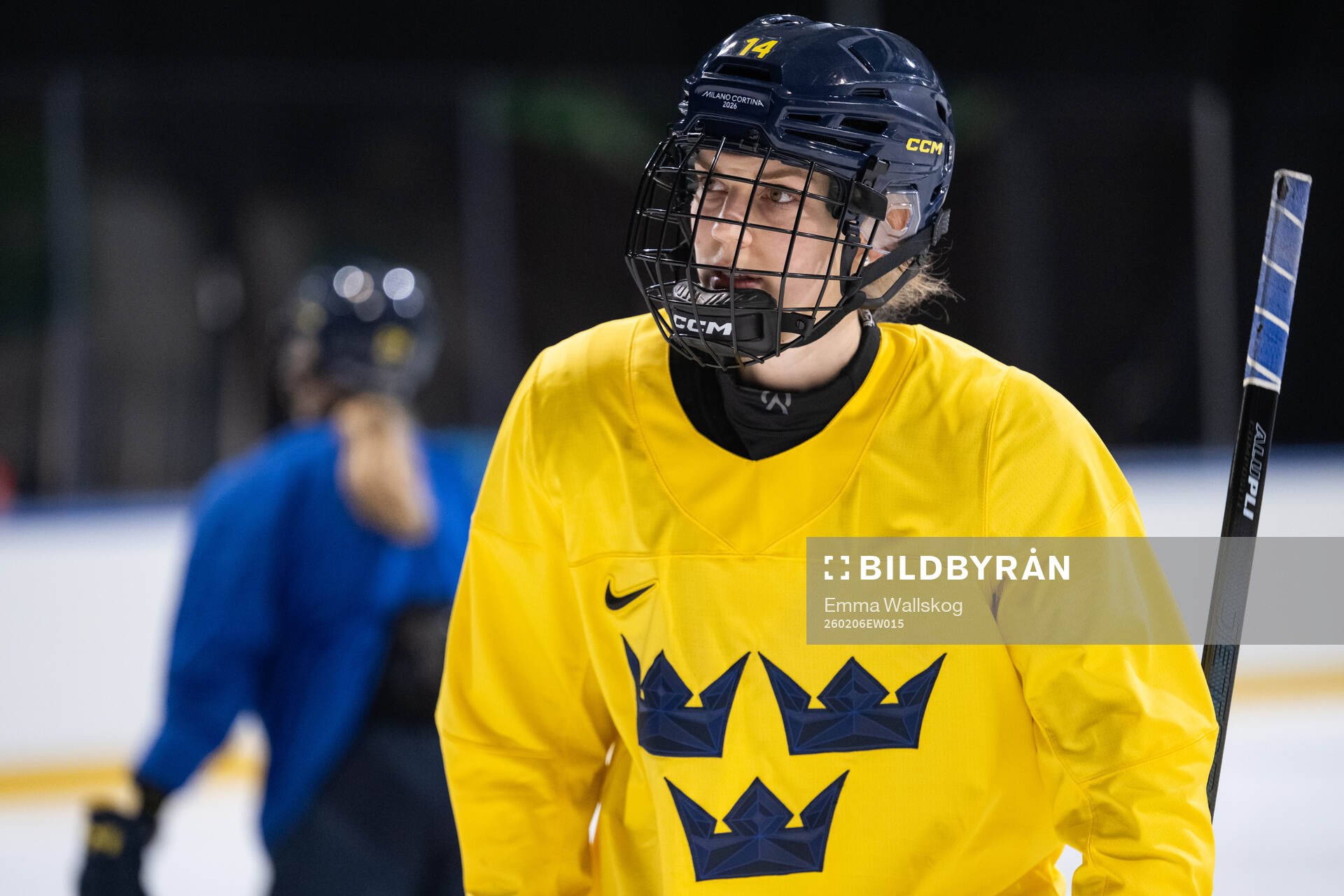 Ida Karlsson of Sweden at a ice hockey practice session