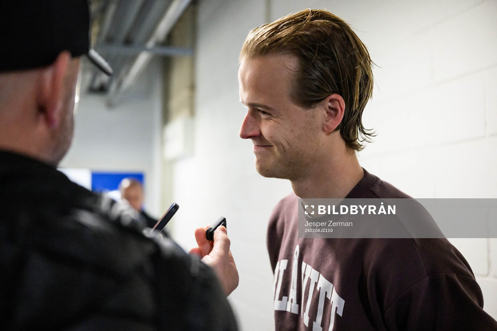 August Erlingmark of IFK Göteborg speaks to media