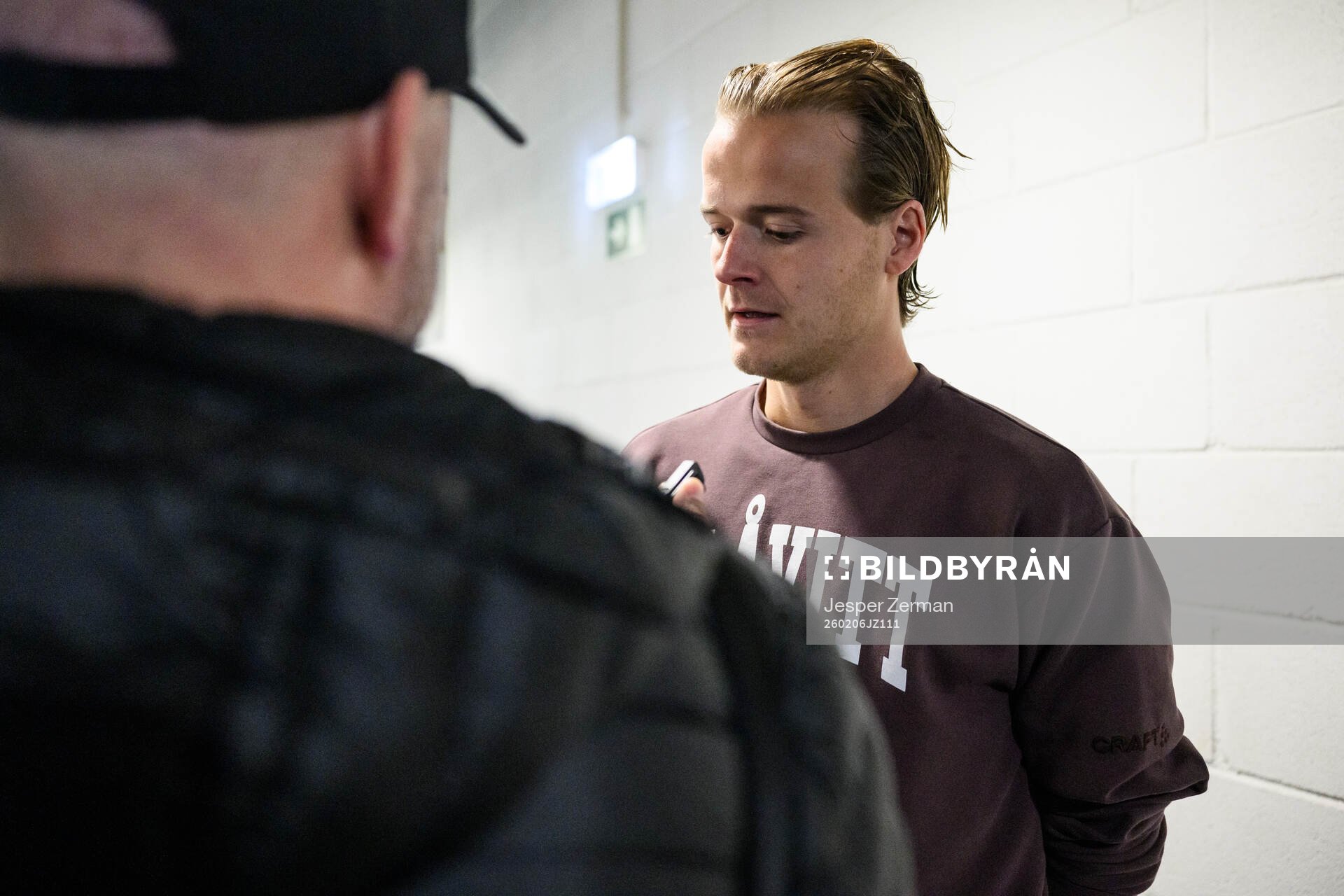August Erlingmark of IFK Göteborg speaks to media