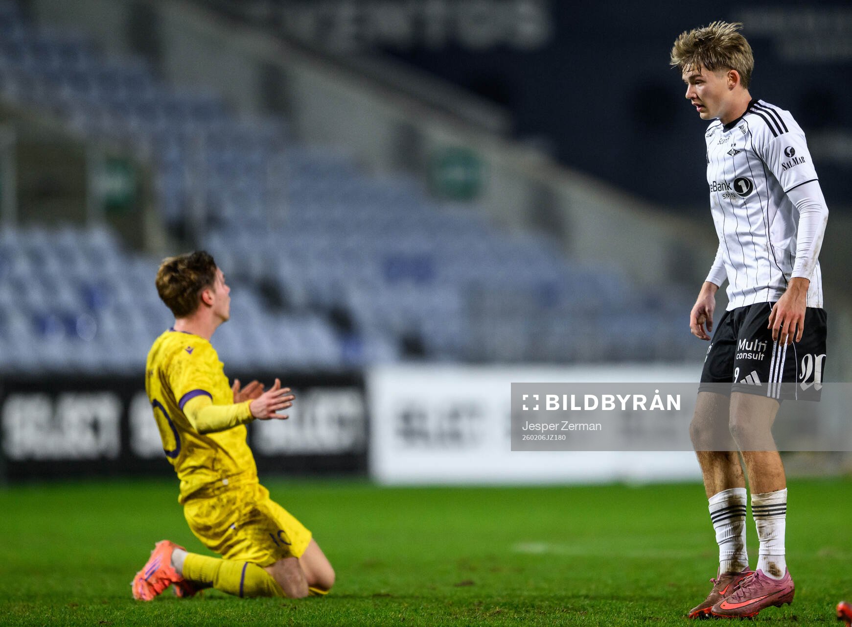 Jeppe Kjaer of Mjällby and Ole Sæter of Rosenborg