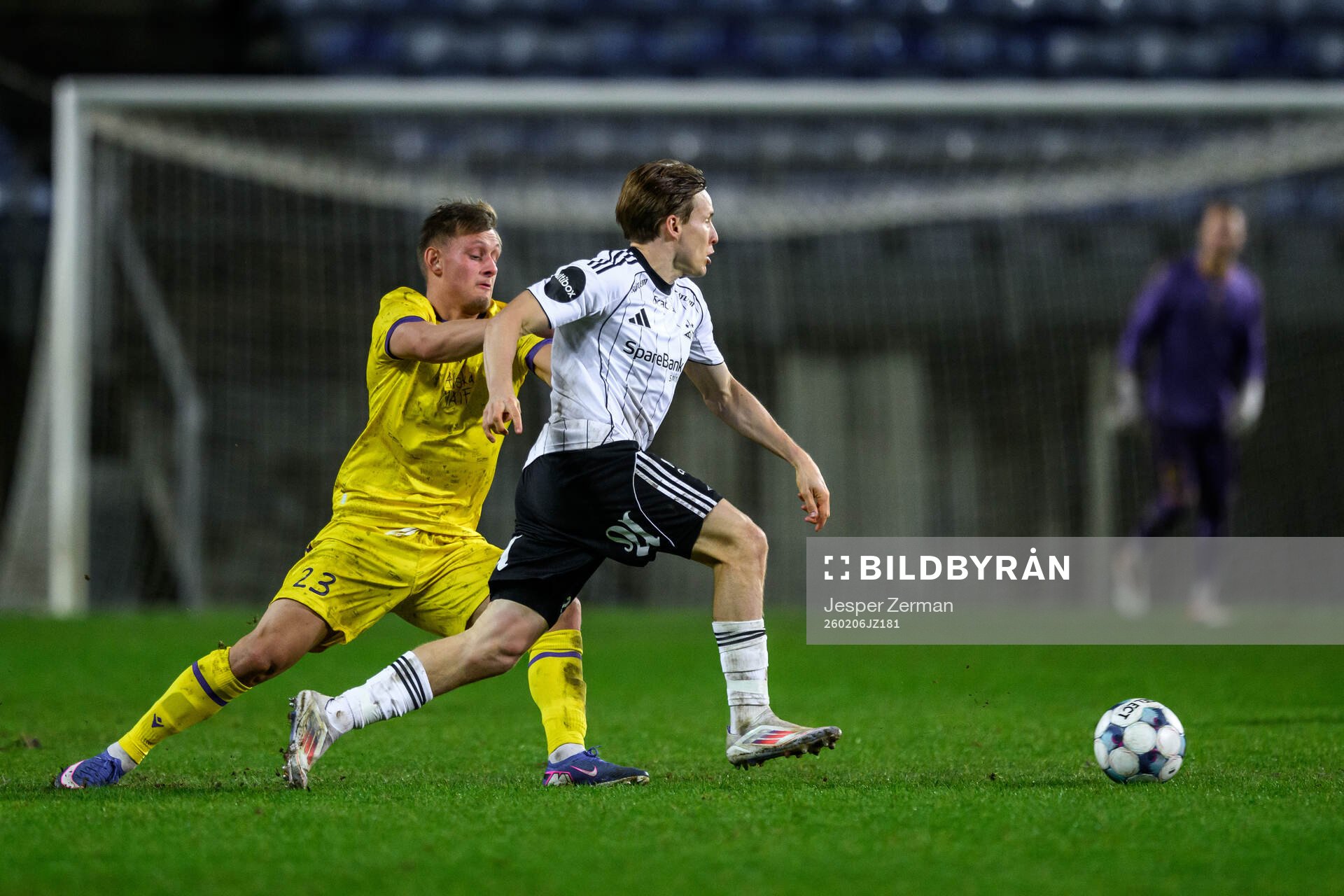 Aki Samuelsen of Mjällby and Jonas Svensson of Rosenborg