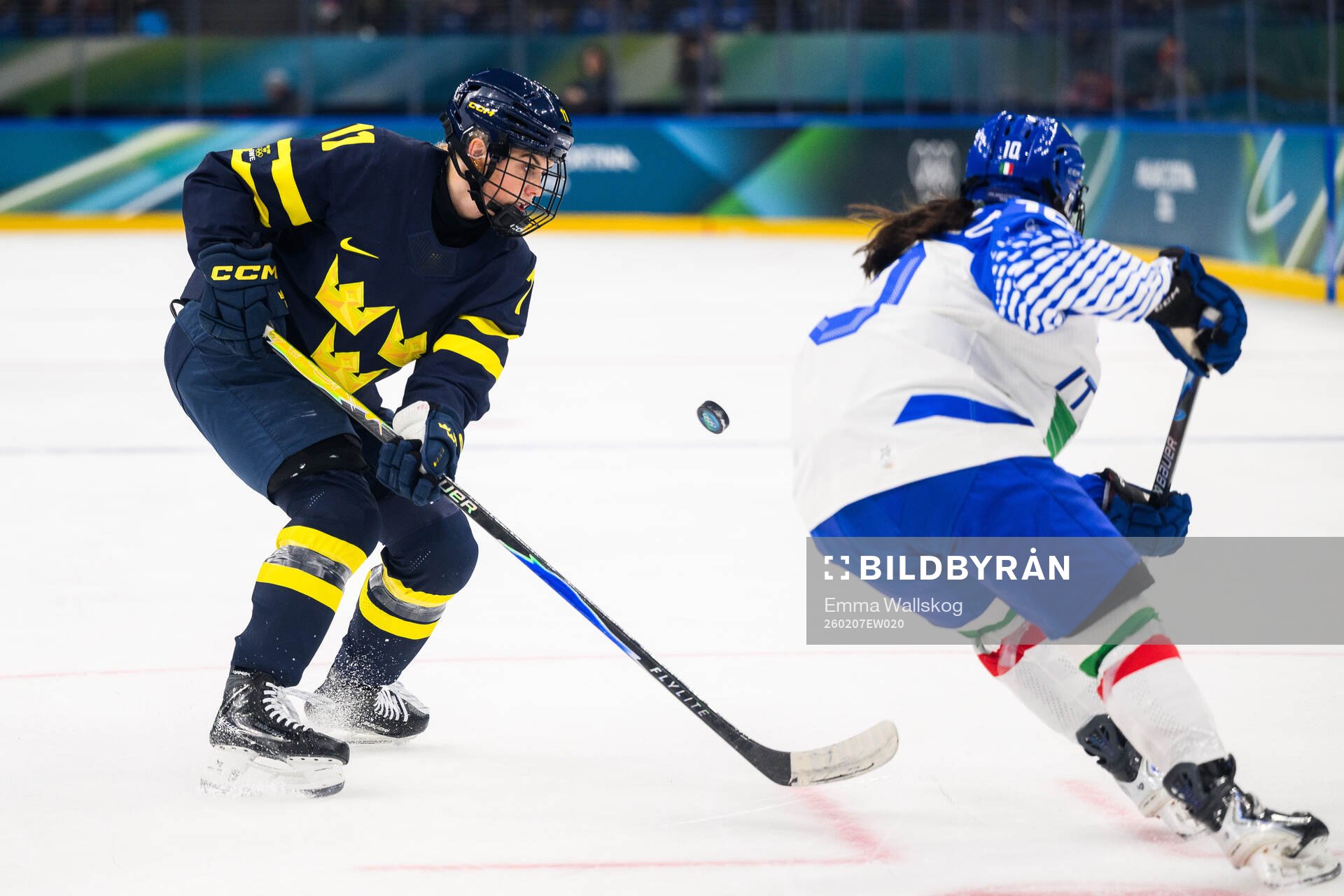 Josefin Bouveng of Sweden in the women's ice hockey game