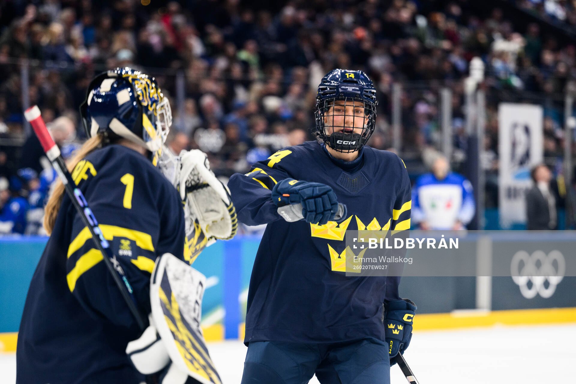 Goaltender Ebba Svensson Träff and Ida Karlsson of Sweden