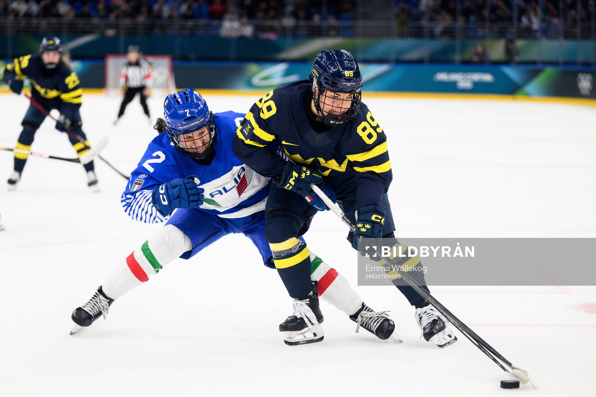 Nicole Hall of Sweden in the women's ice hockey game