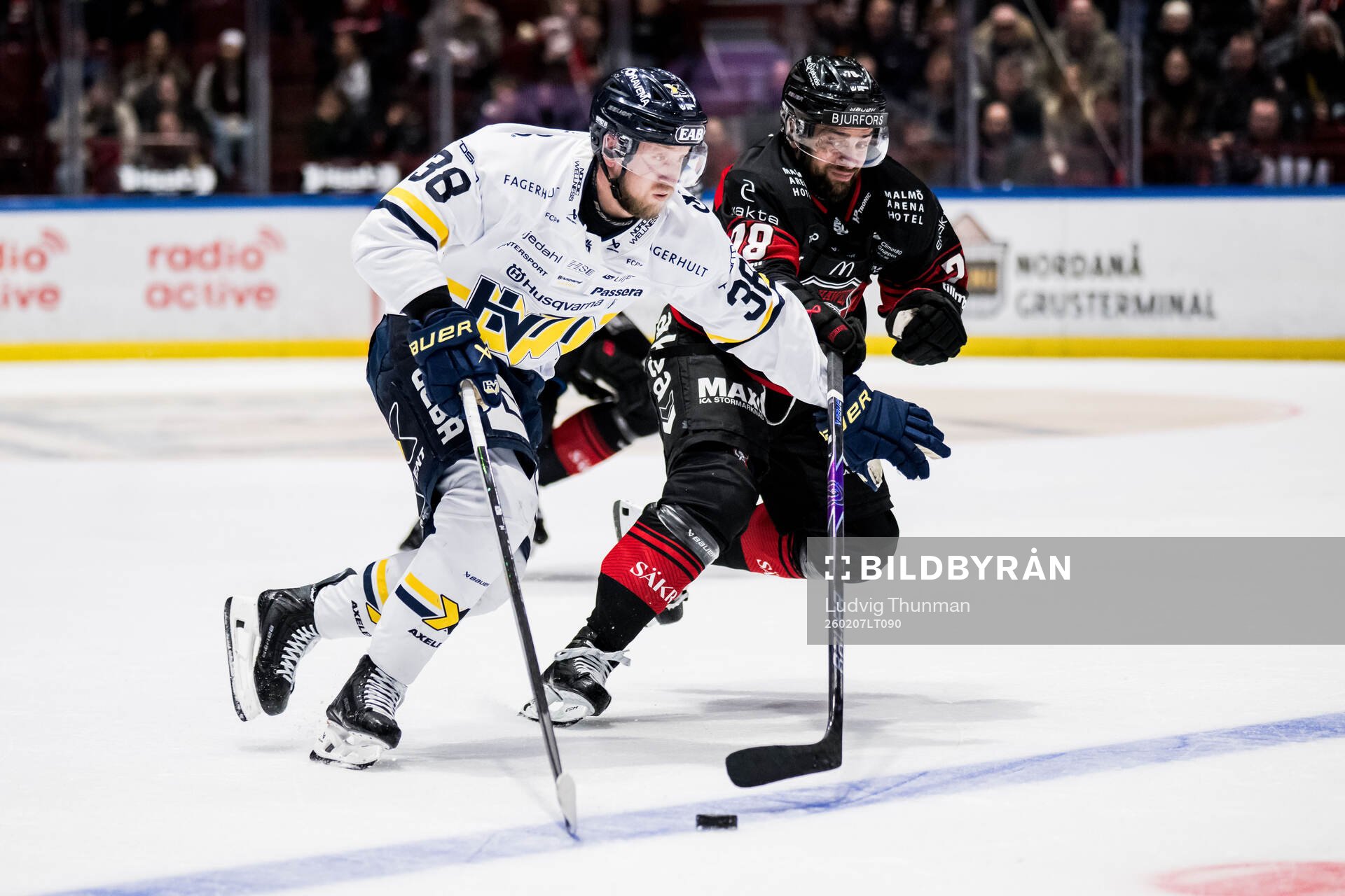 HV71s Olle Alsing och Malmö Redhawks Robin Hanzl