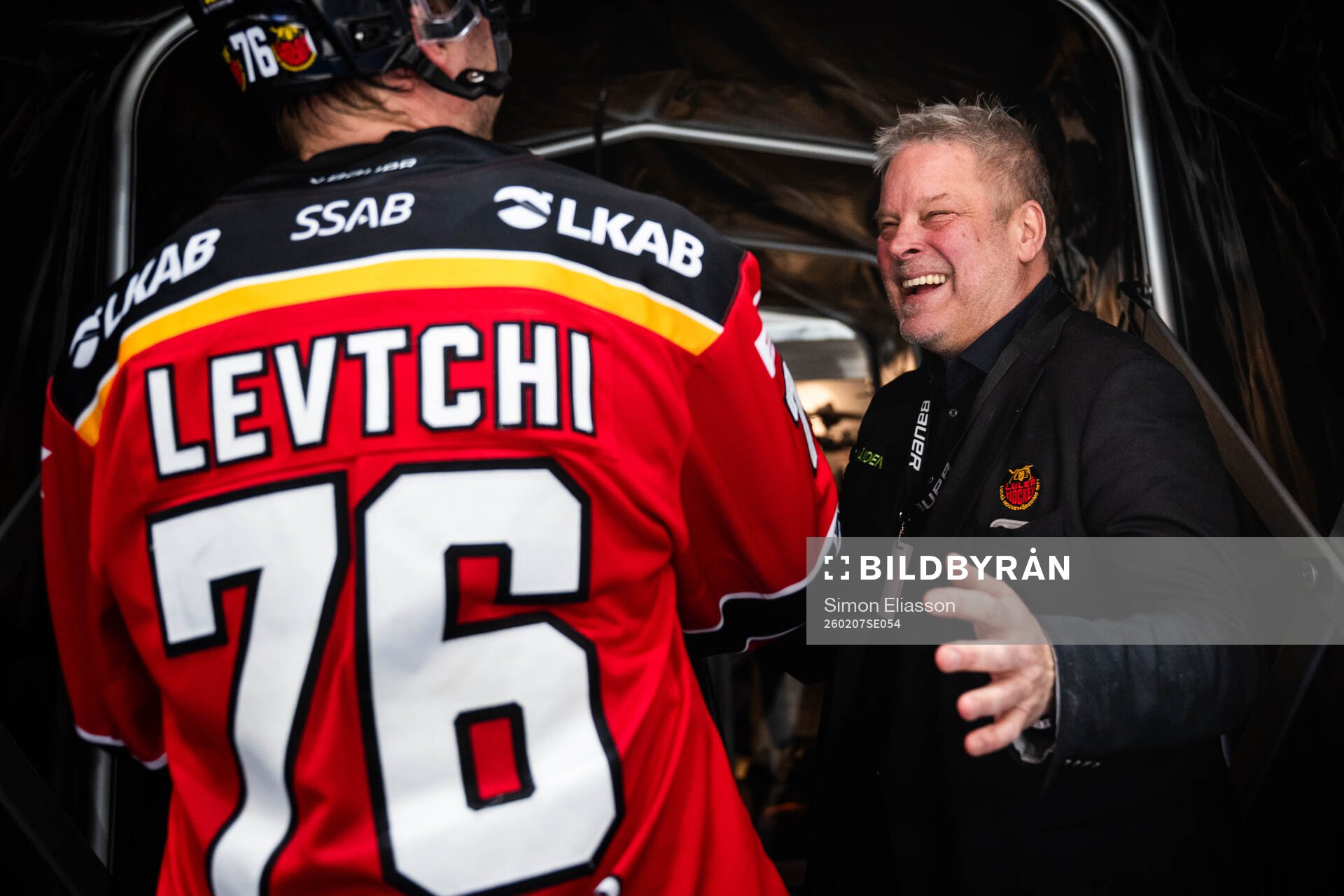 Luleås Anton Levtchi och Luleås sportchef Thomas Fröberg
