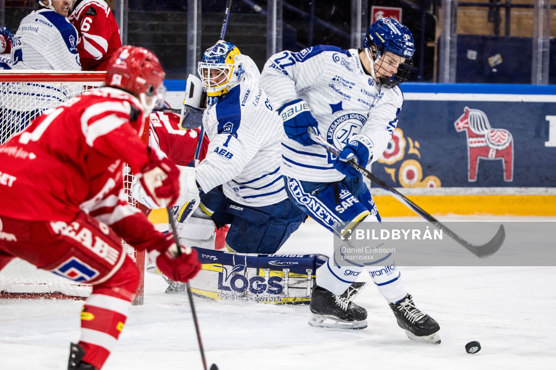 Leksands målvakt Marcus Gidlöf och Pax Kleffner