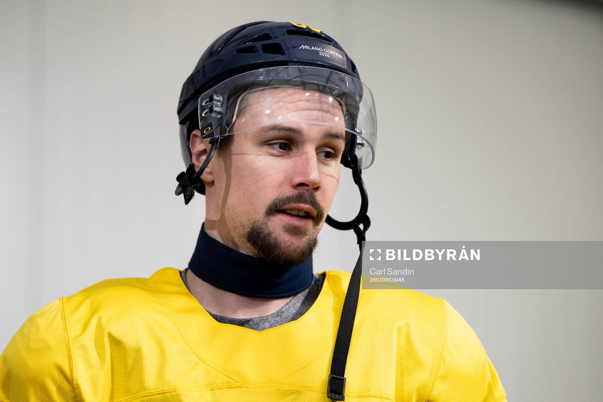 Erik Karlsson of Sweden at an ice hockey practice session