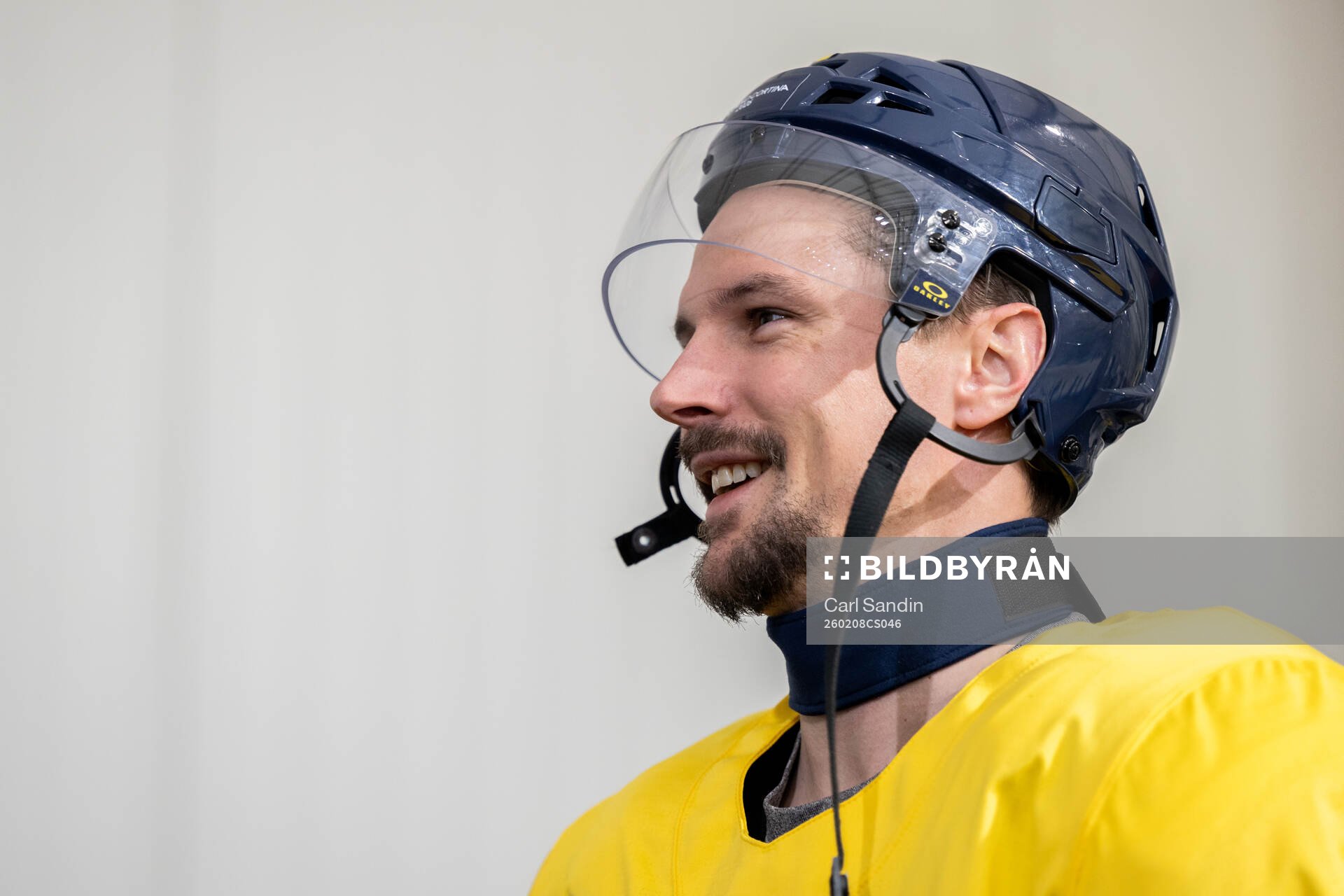 Erik Karlsson of Sweden at an ice hockey practice session