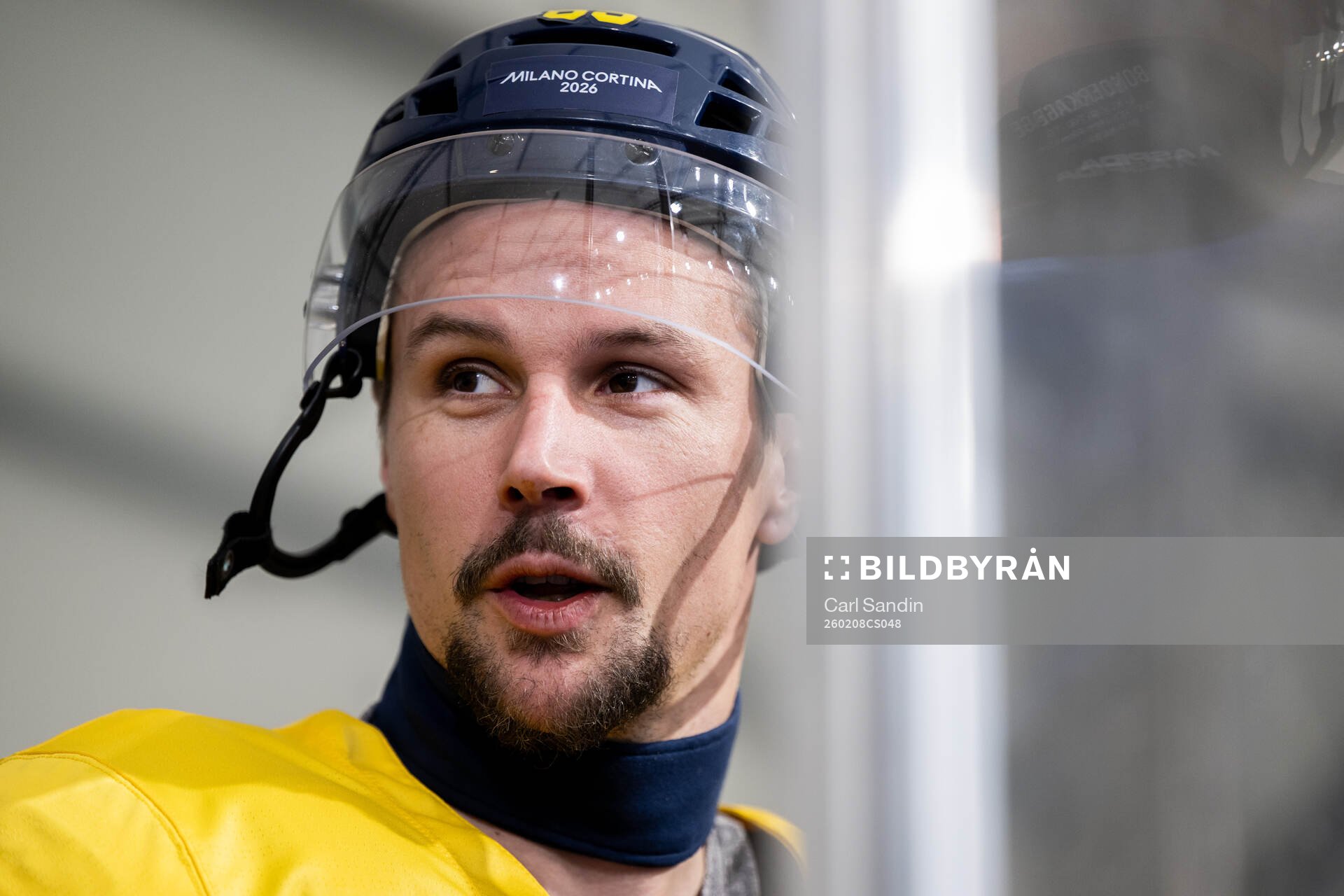 Erik Karlsson of Sweden at an ice hockey practice session