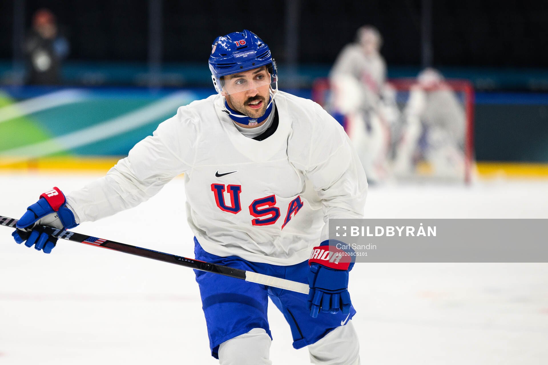 Vincent Trocheck of USA at an ice hockey practice session