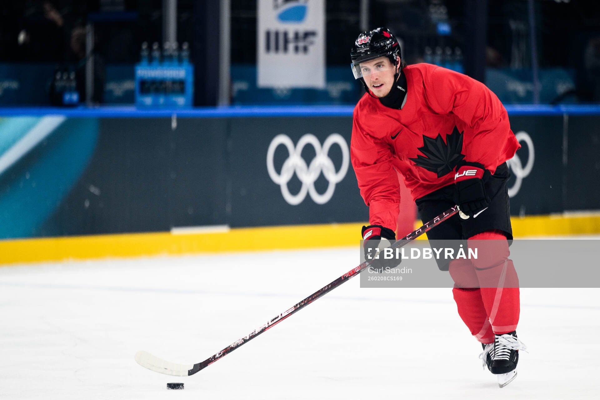 Mitch Marner of Canada at an ice hockey practice session
