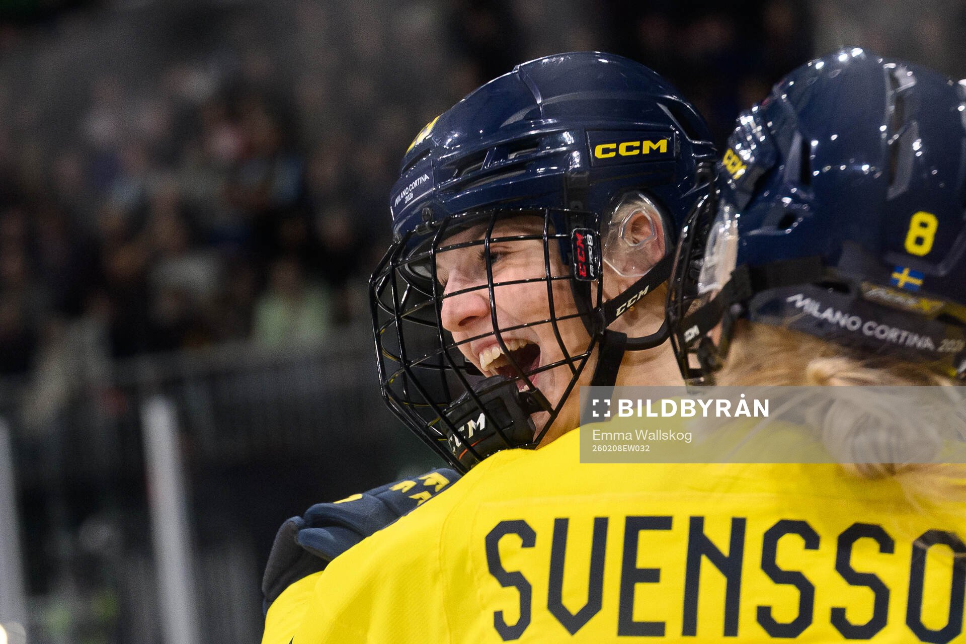 Thea Johansson and Hilda Svensson of Sweden celebrate the