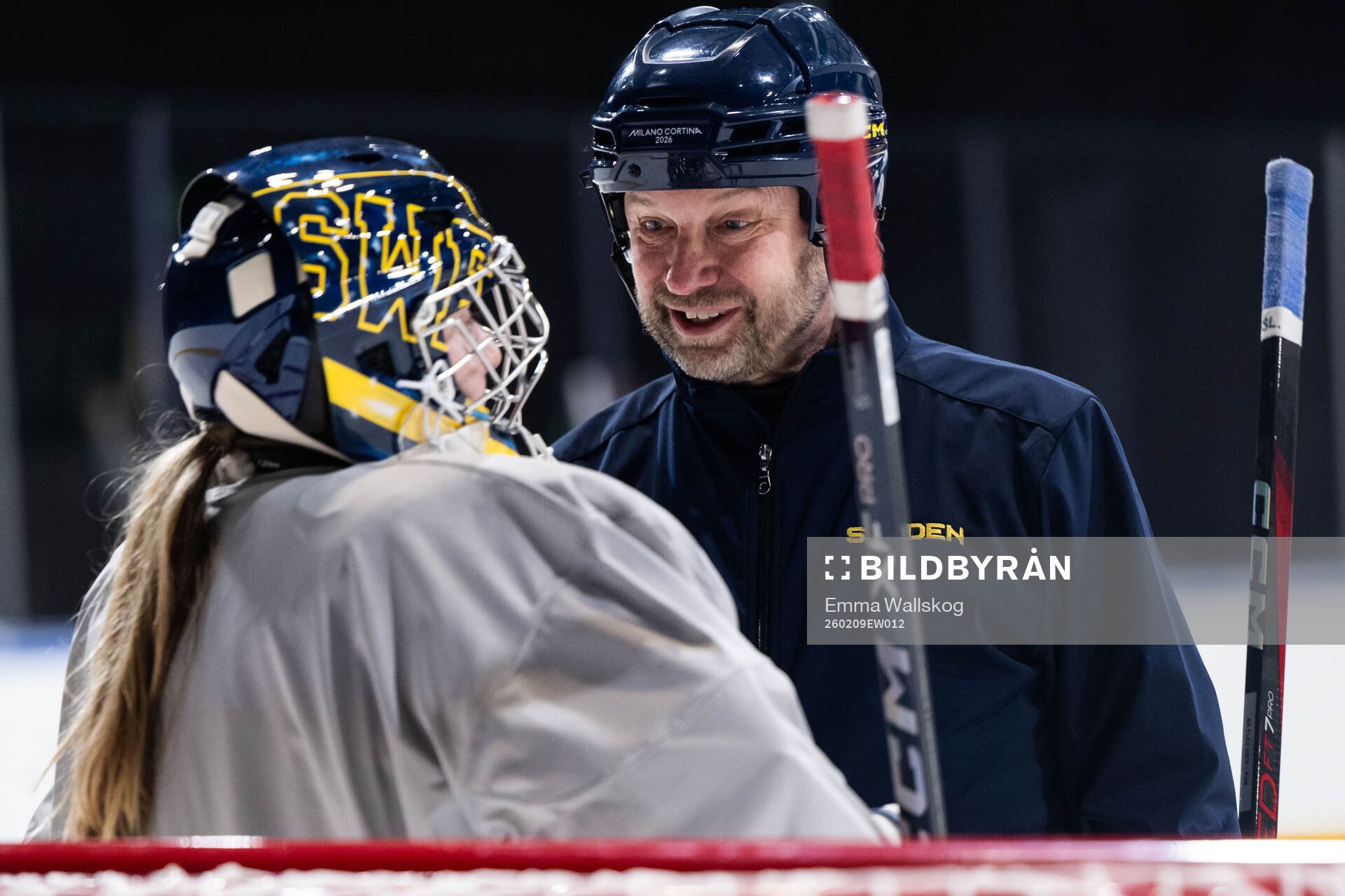 goaltender Ebba Svensson Träff and assistant coach Stefan