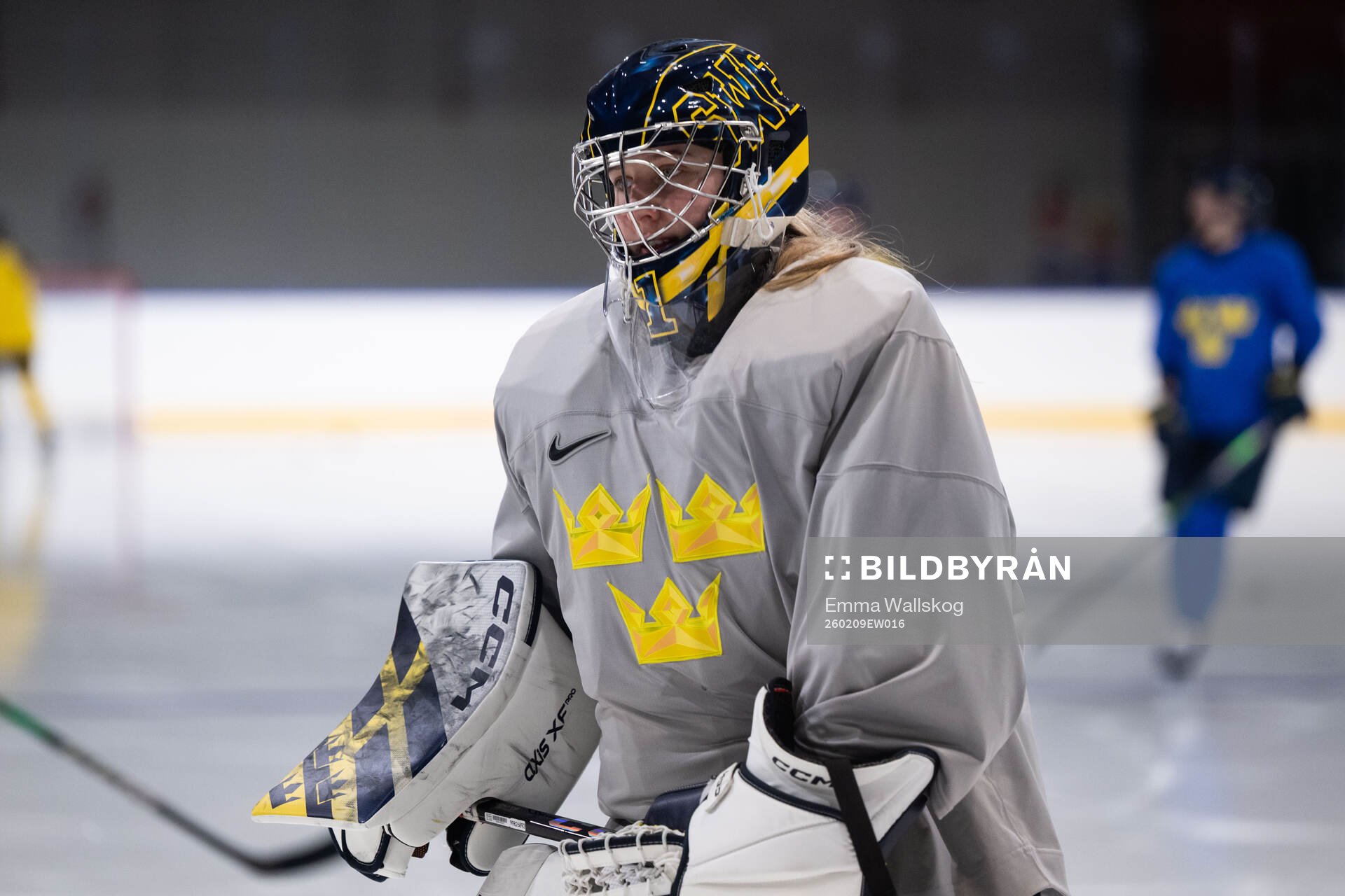 Goaltender Ebba Svensson Träff of Sweden at a ice hockey
