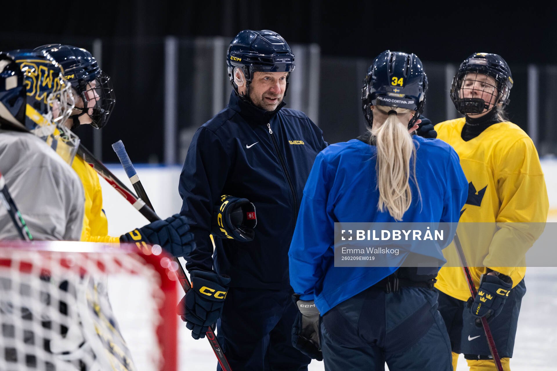 Assistant coach Stefan Ladhe of Sweden at a ice hockey