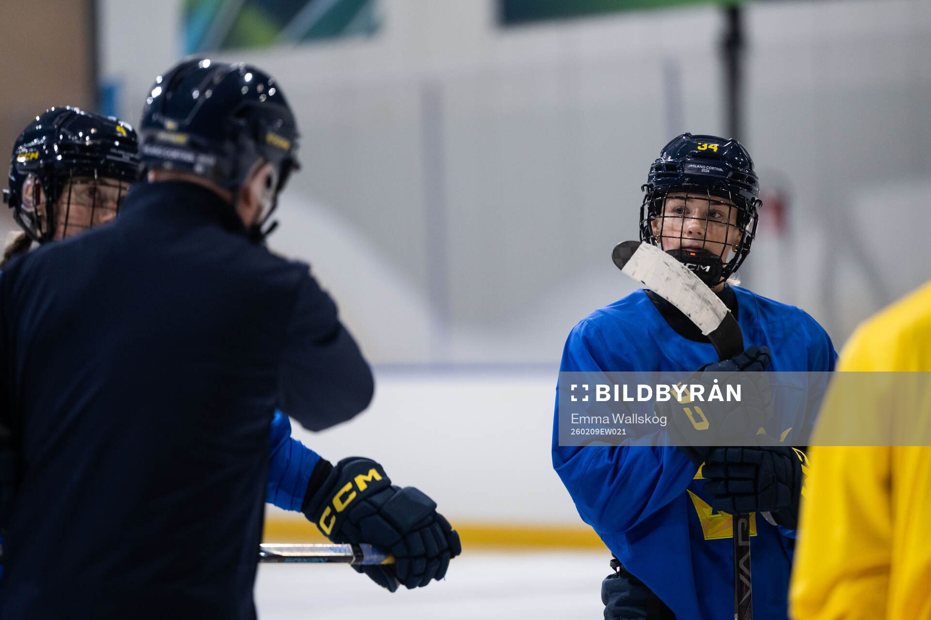 Mira Hallin of Sweden at a ice hockey practice session