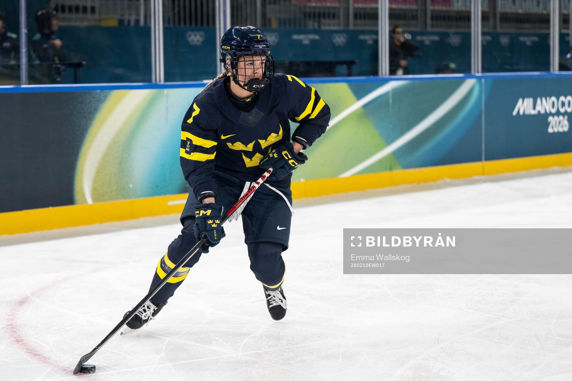 Mira Jungåker of Sweden in the women's ice hockey game
