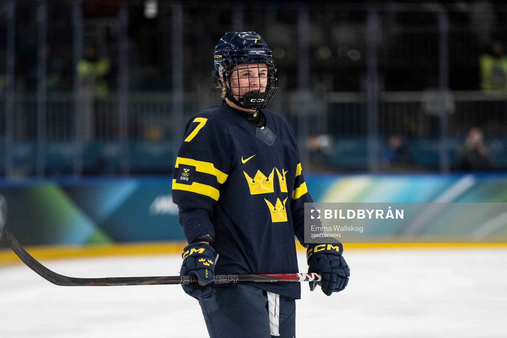 Mira Jungåker of Sweden in the women's ice hockey game