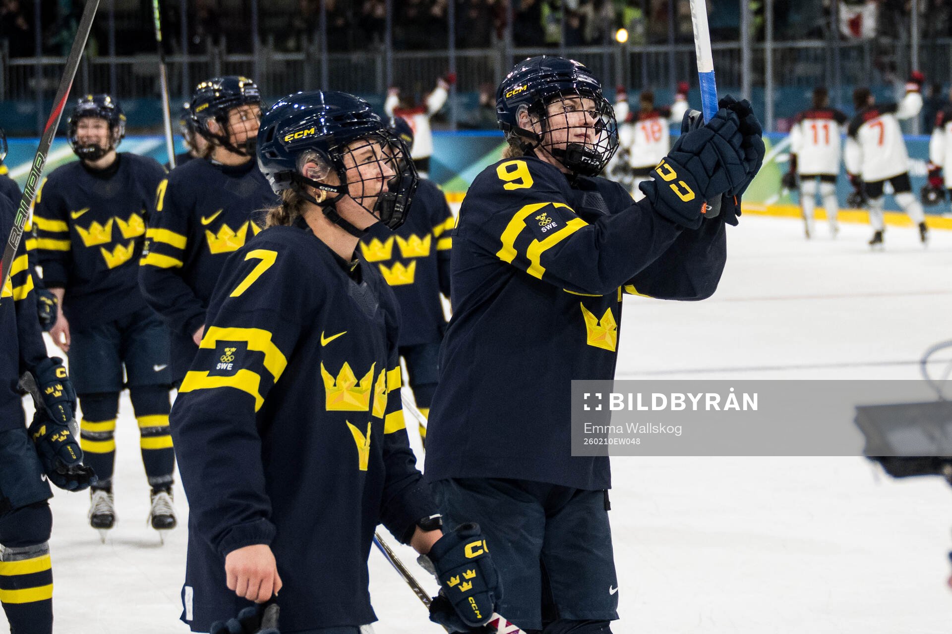 Mira Jungåker and Jessica Adolfsson of Sweden celebrate