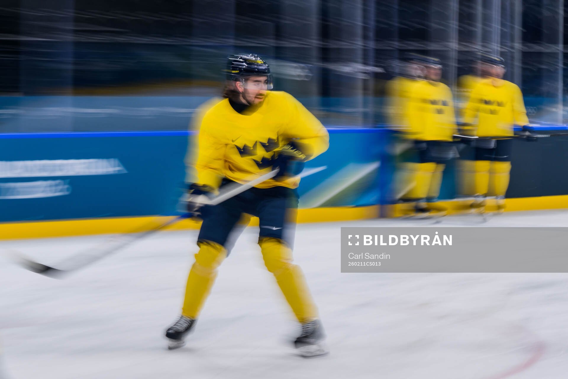 Mika Zibanejad of Sweden at an ice hockey practice session
