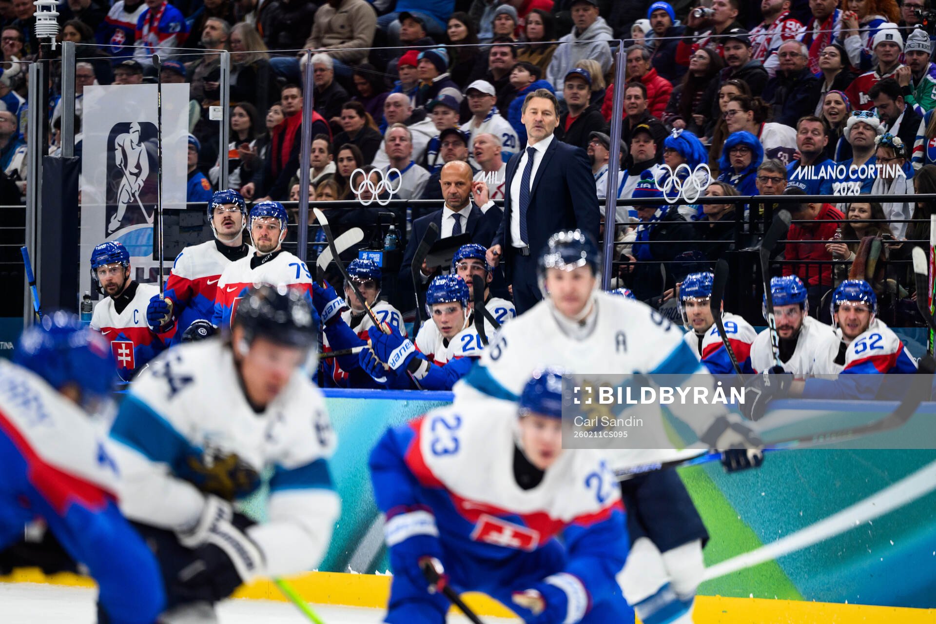 Head coach Vladimir Orszagh of Slovakia in the men's ice