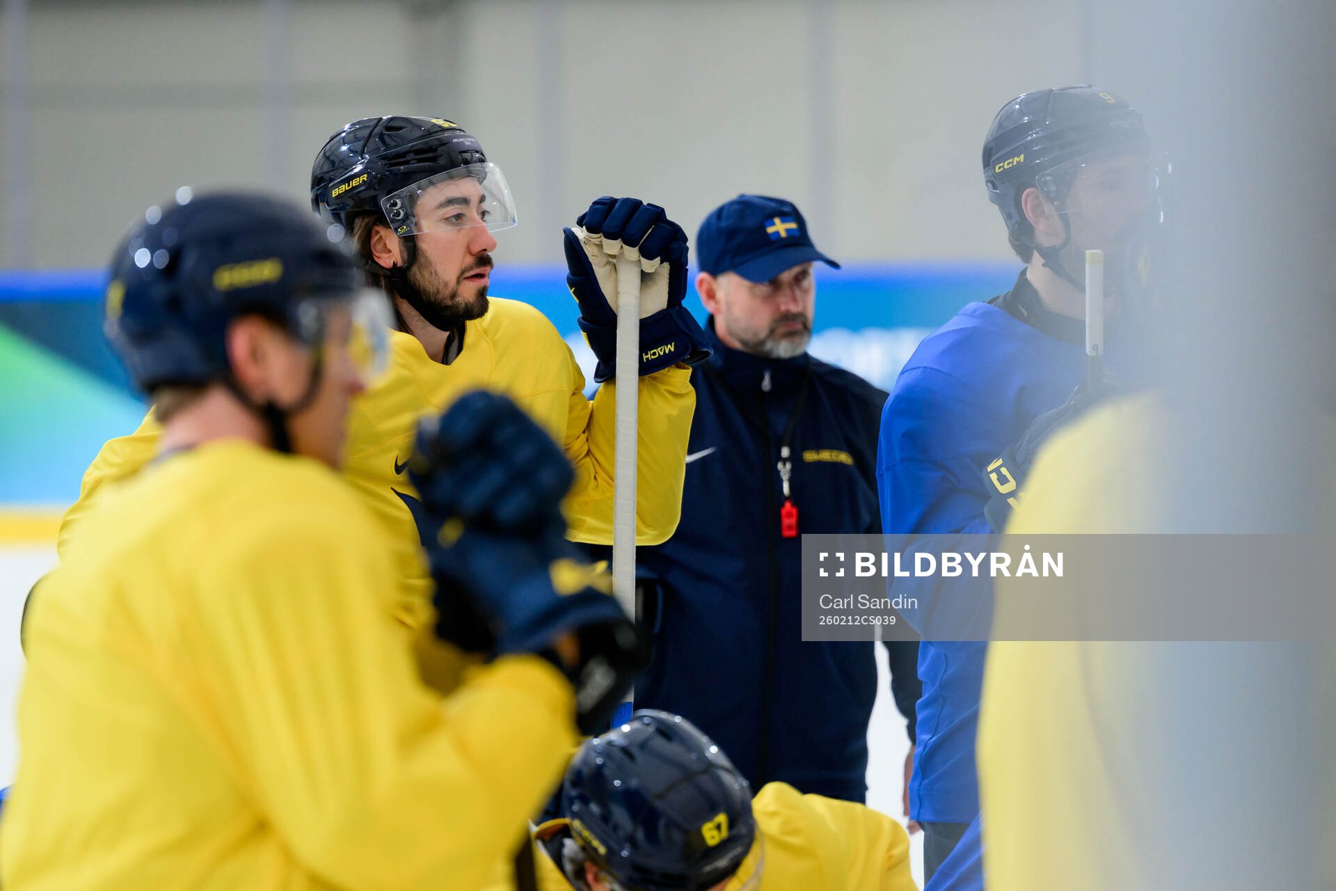 Mika Zibanejad of Sweden at an ice hockey practice session