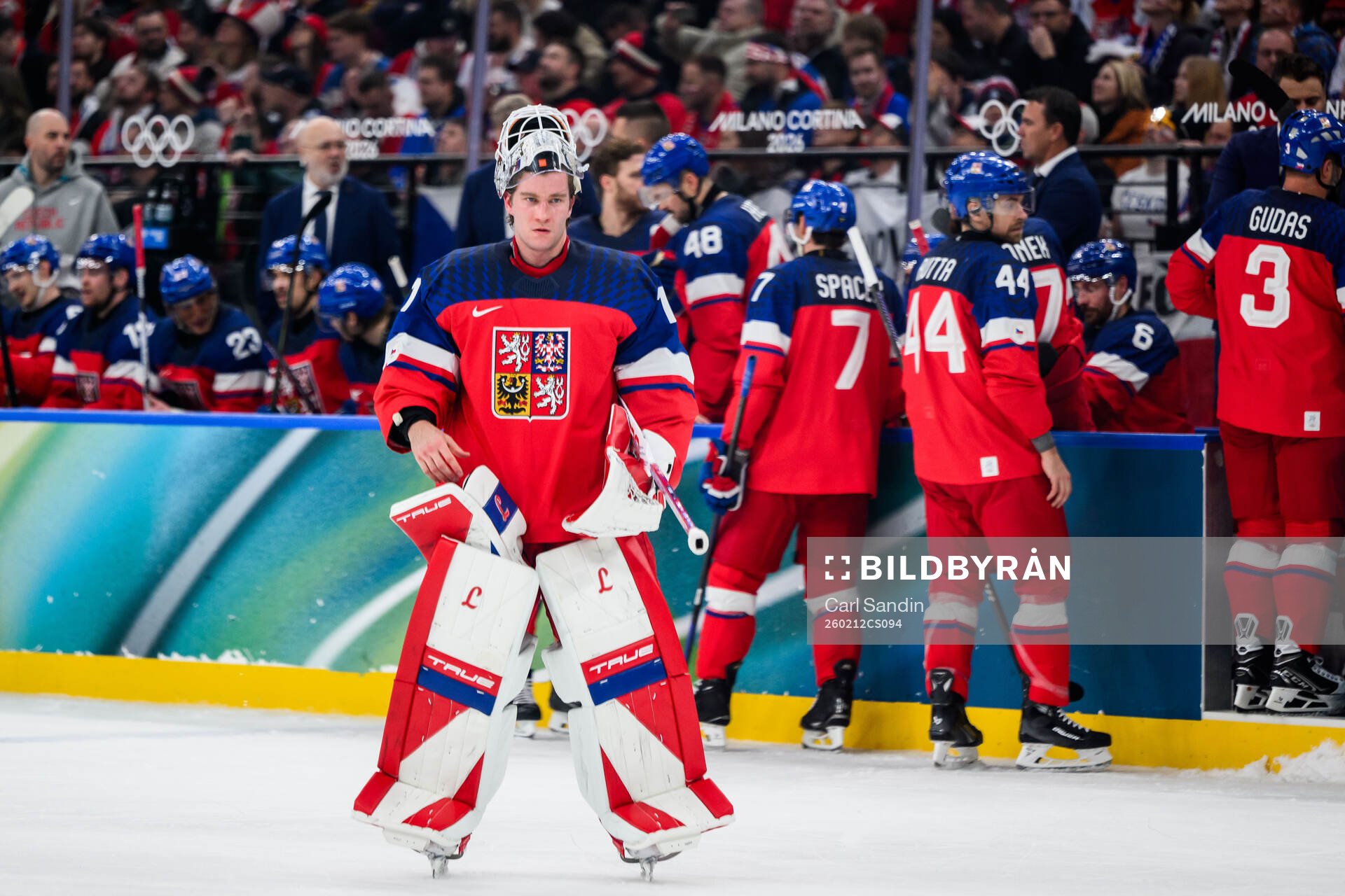 Goaltender Lukas Dostal of Czech Replublic in the men's ice