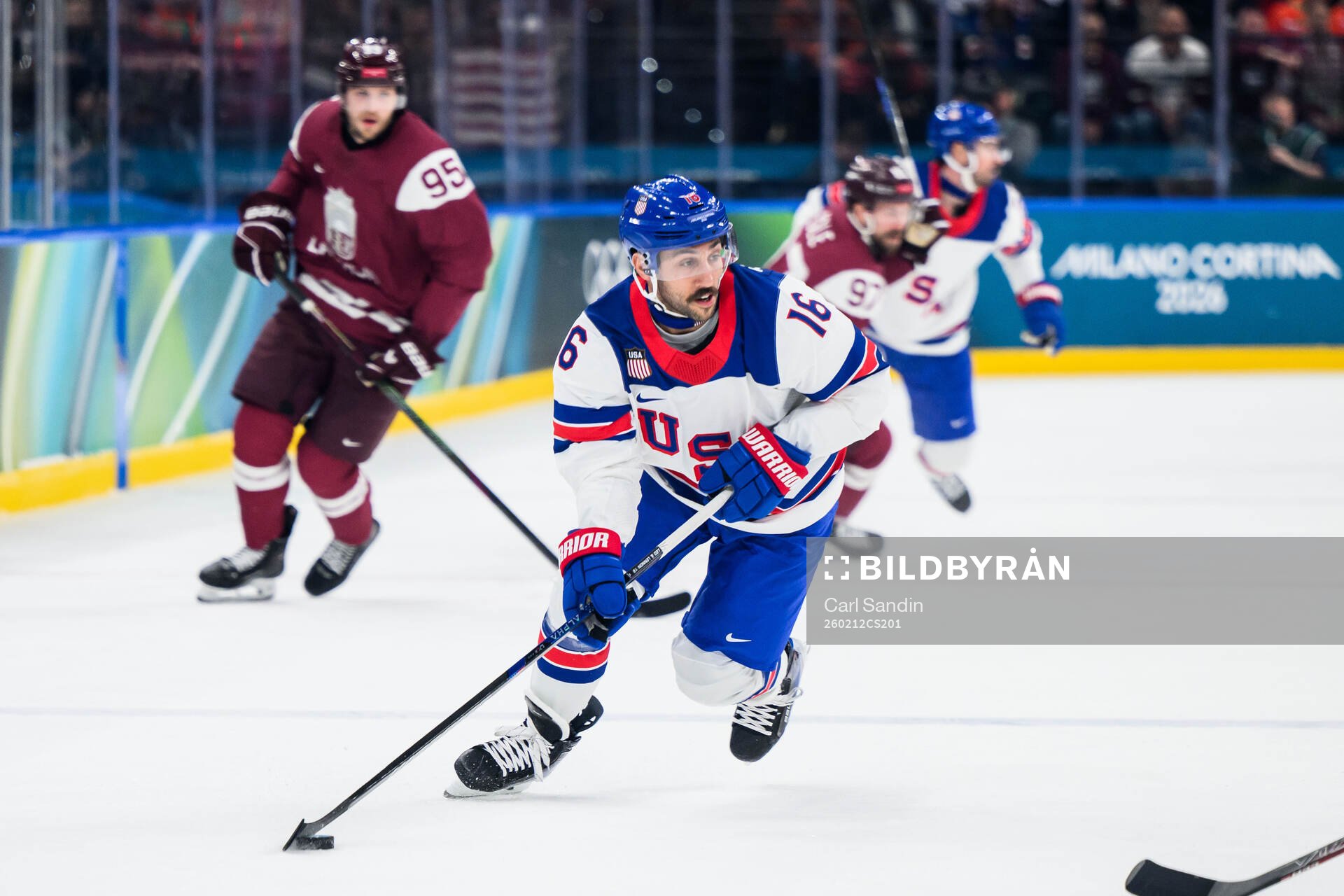 Vincent Trocheck of USA in the men's ice hockey game