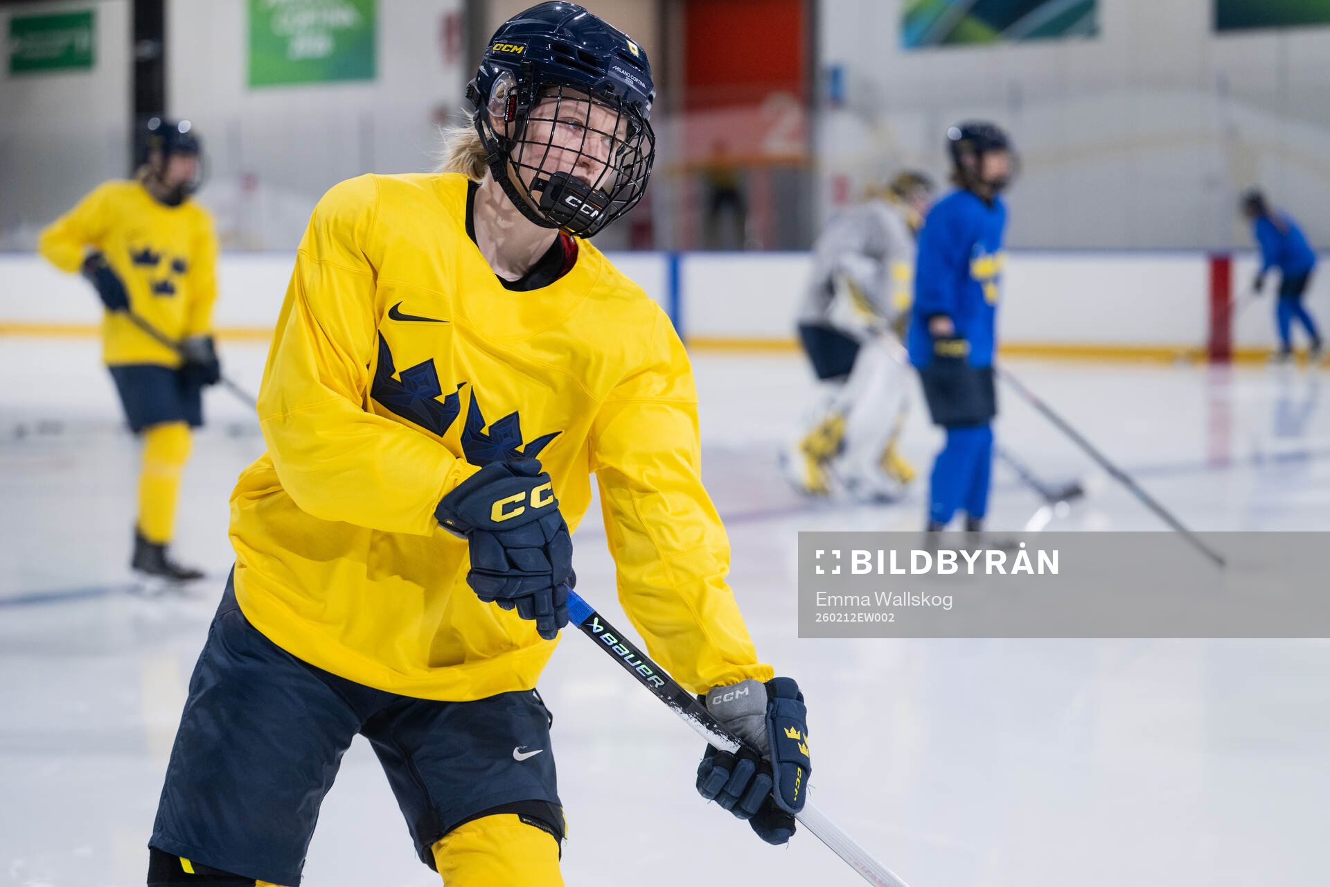 Hilda Svensson of Sweden at a ice hockey practice session