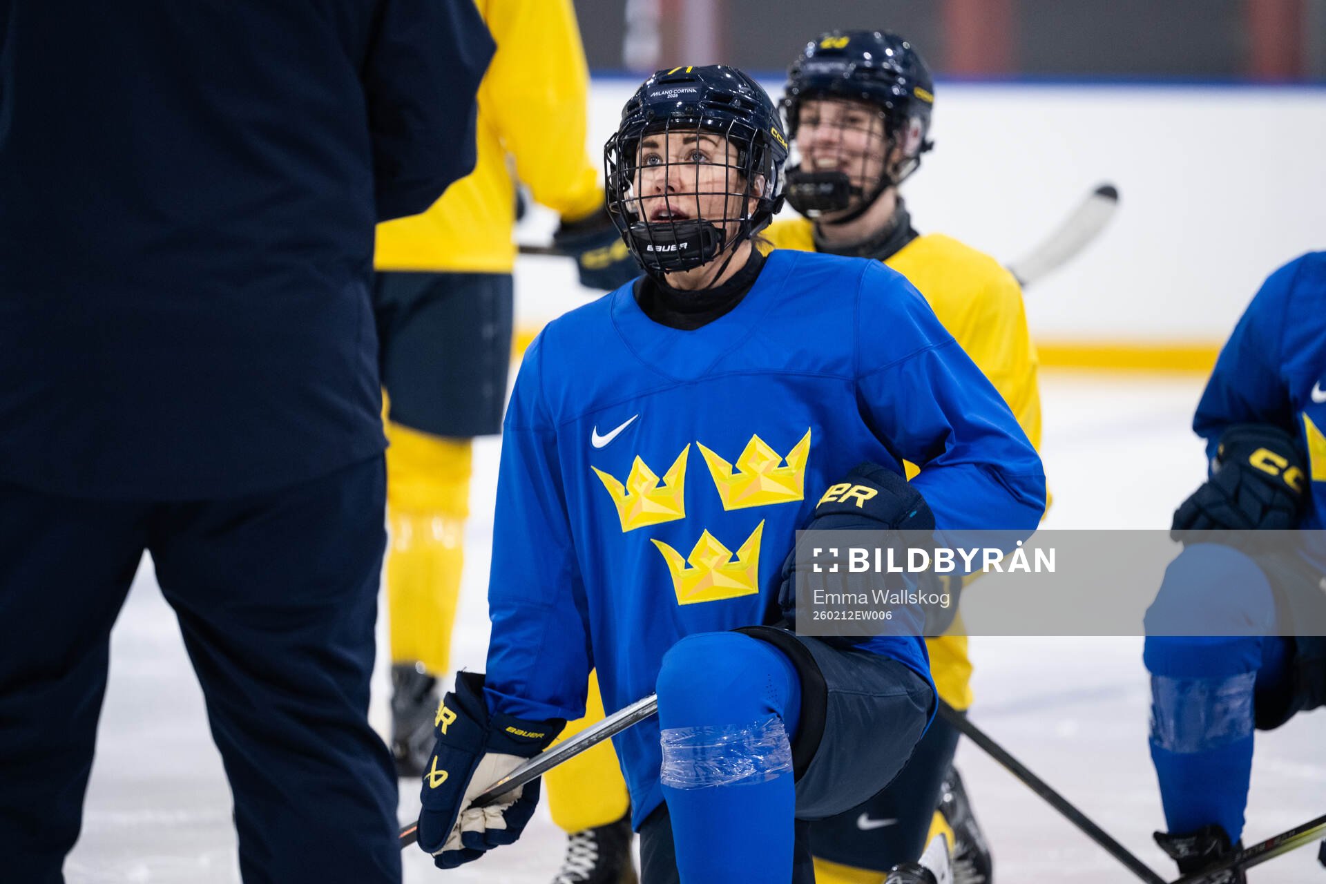 Anna Kjellbin of Sweden at a ice hockey practice session