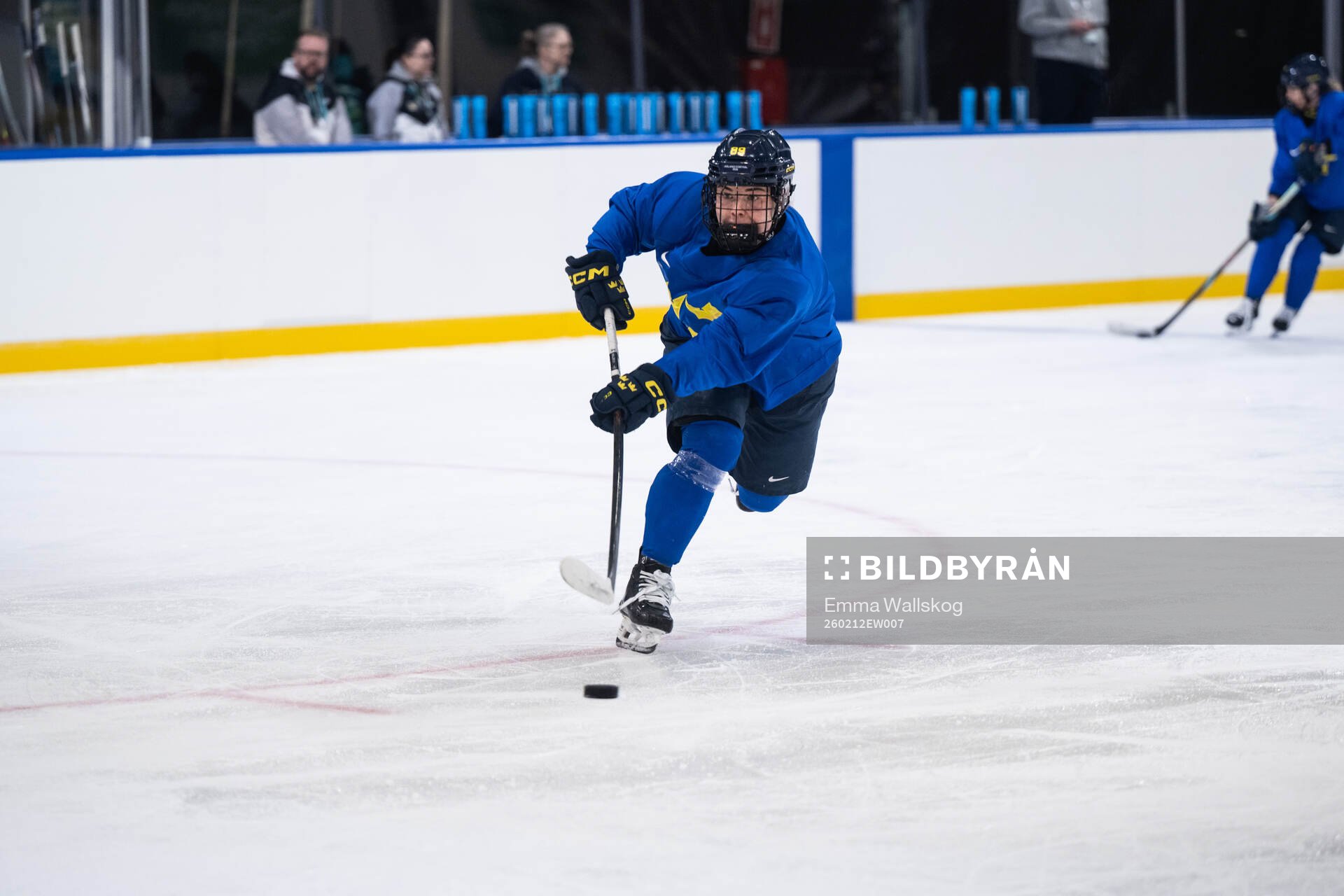 Nicole Hall of Sweden at a ice hockey practice session