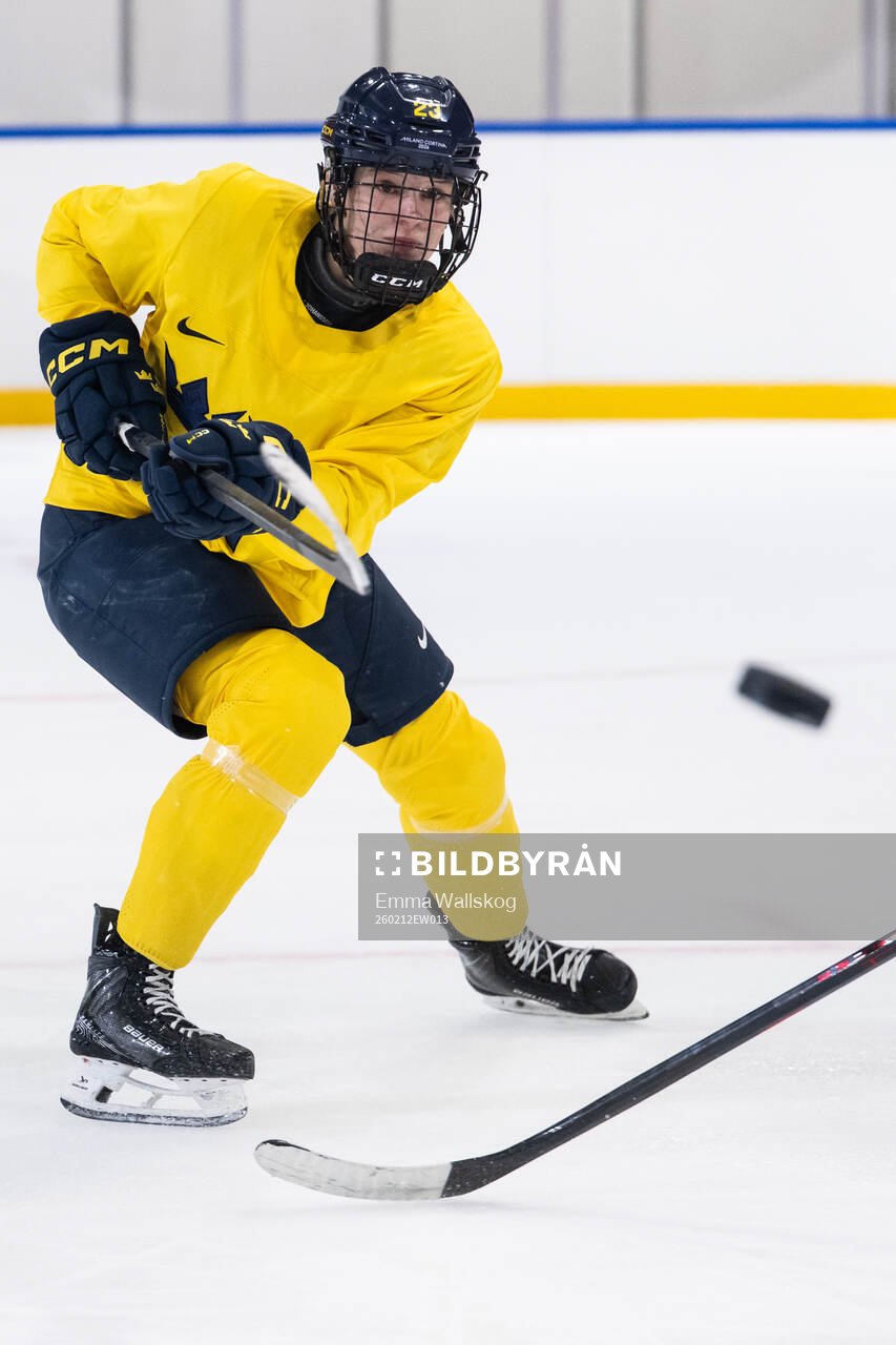 Thea Johansson of Sweden at a ice hockey practice session