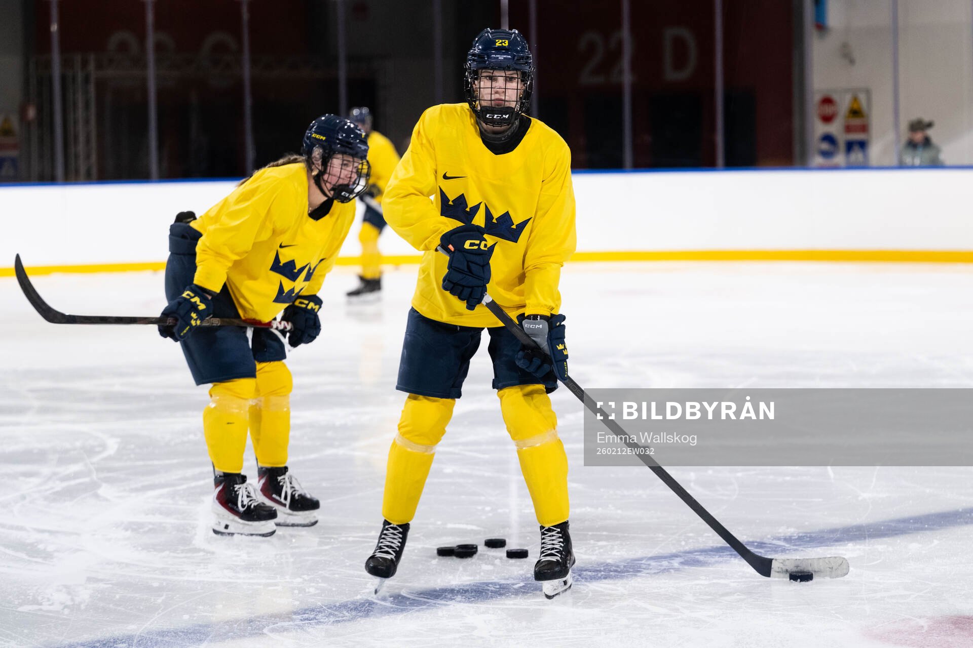 Thea Johansson of Sweden at a ice hockey practice session