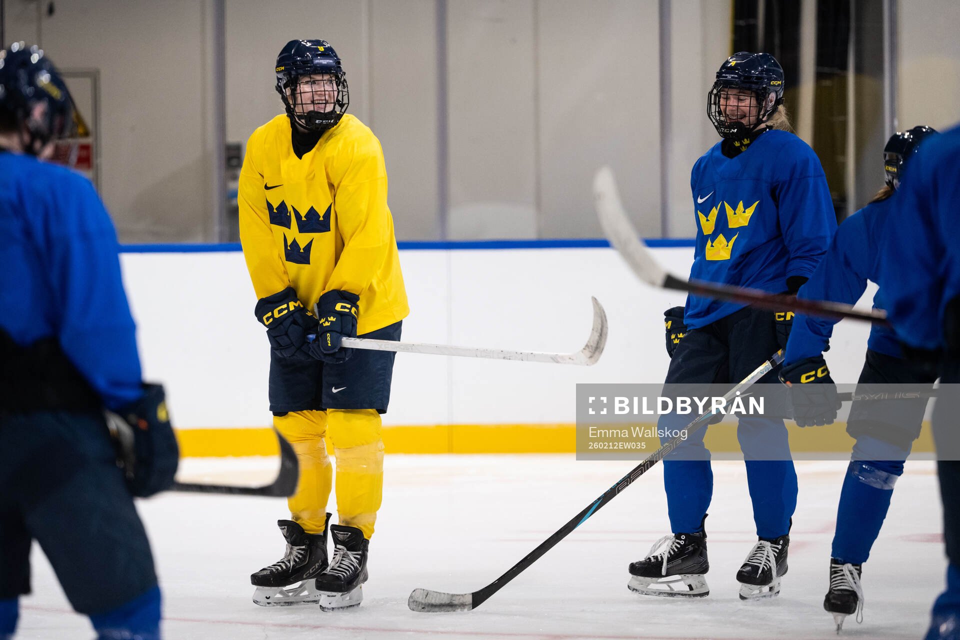 Jessica Adolfsson and Linnea Andersson of Sweden at a ice