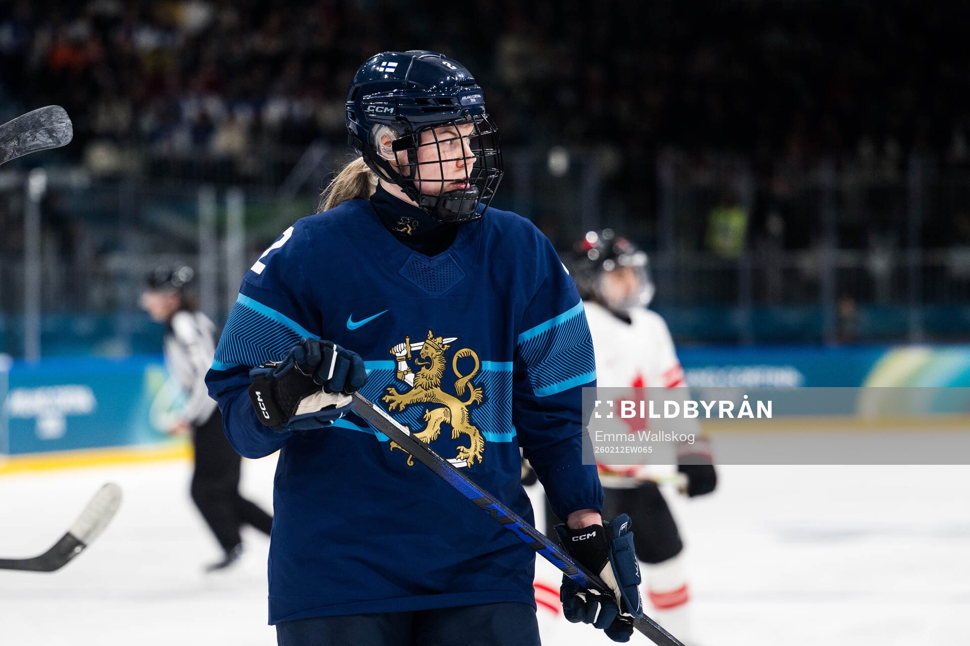 Sini Karjalainen of Finland in the women's ice hockey game